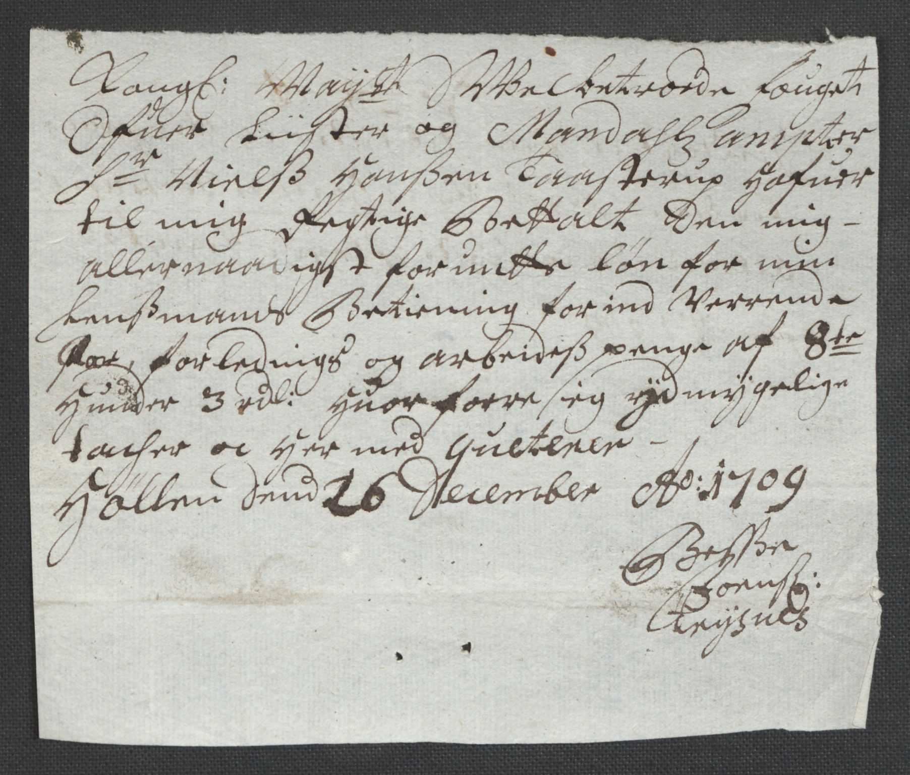 Rentekammeret inntil 1814, Reviderte regnskaper, Fogderegnskap, RA/EA-4092/R43/L2552: Fogderegnskap Lista og Mandal, 1705-1709, p. 329