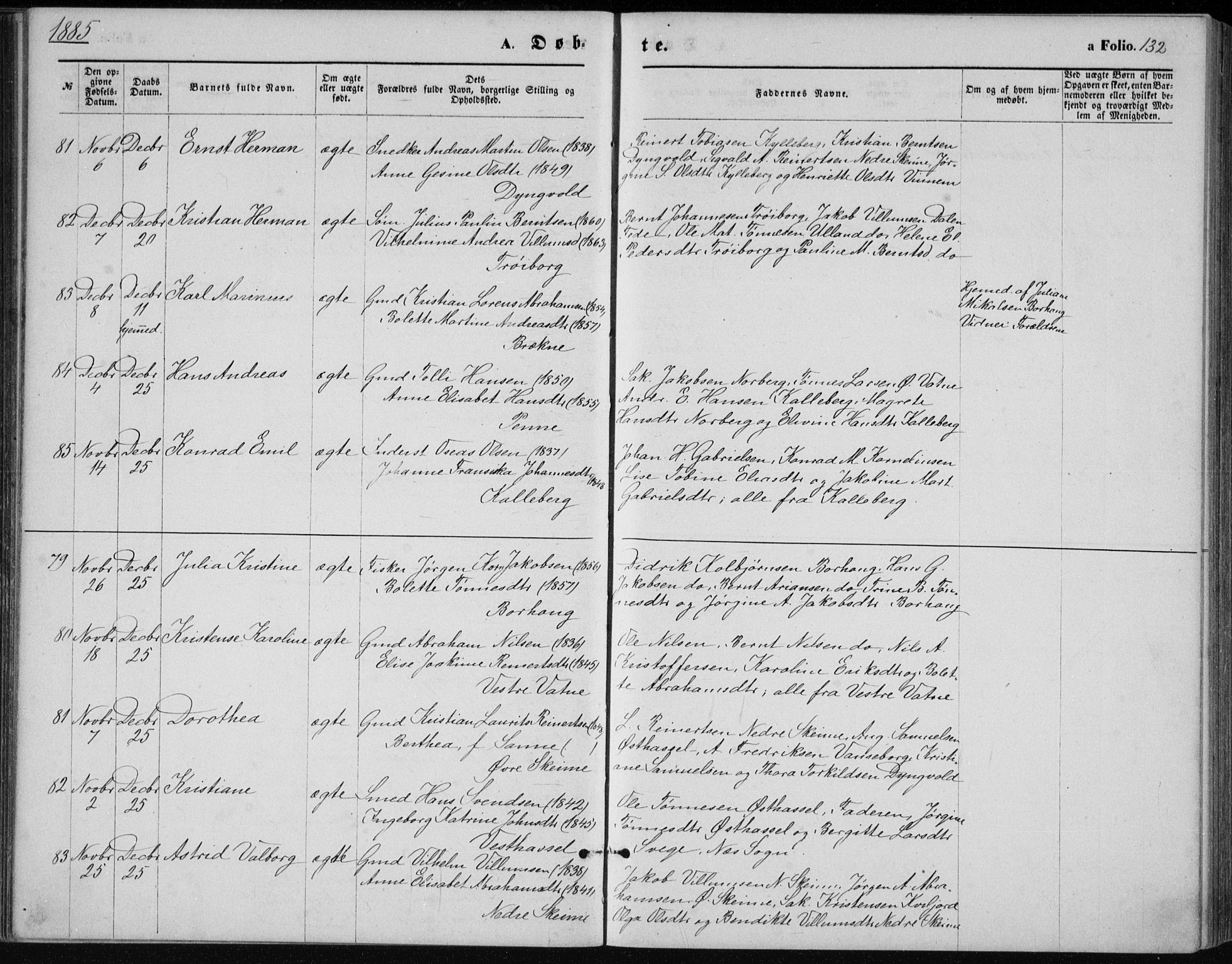 Lista sokneprestkontor, AV/SAK-1111-0027/F/Fb/L0004: Parish register (copy) no. B 4, 1877-1891, p. 132