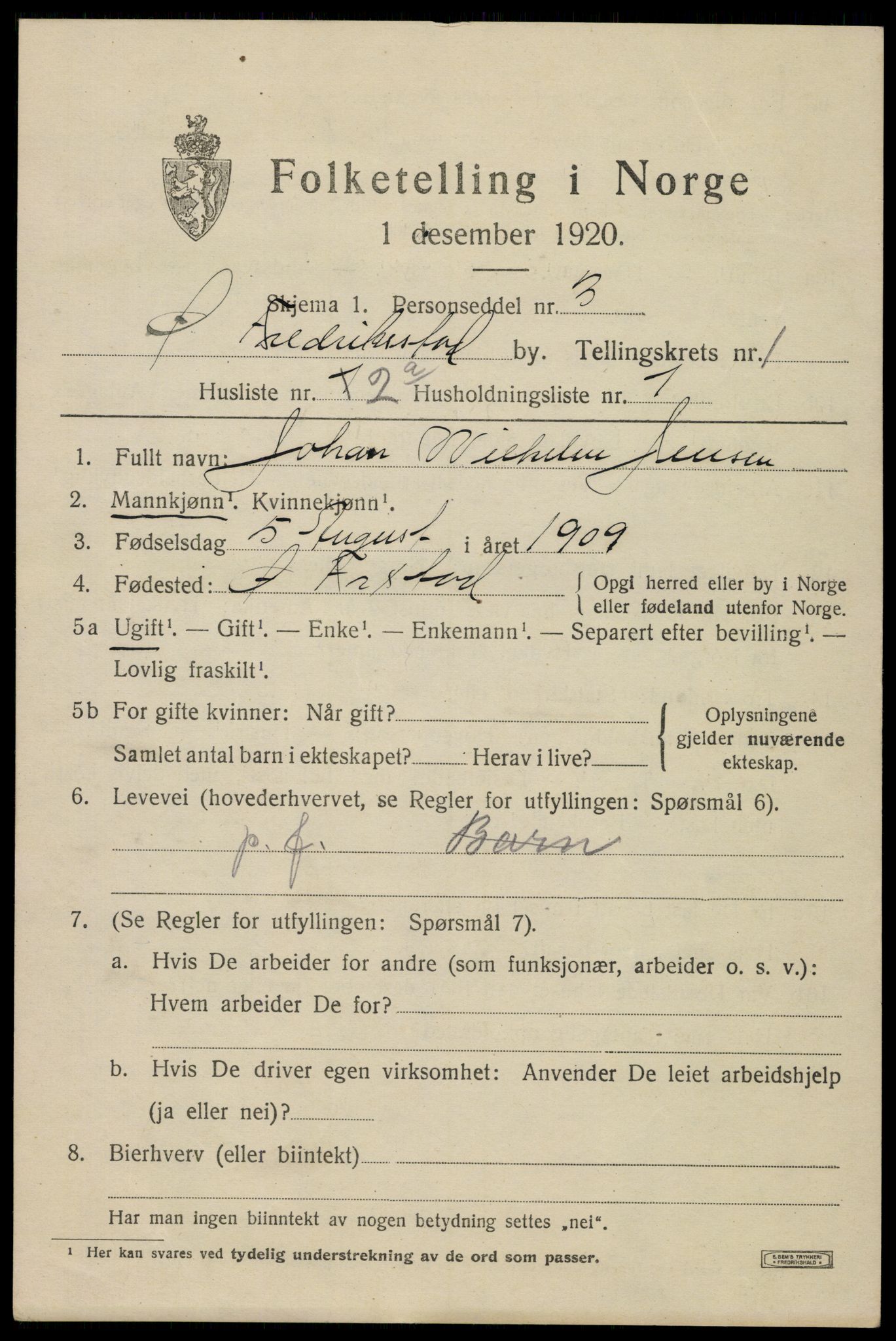 SAO, 1920 census for Fredrikstad, 1920, p. 11455