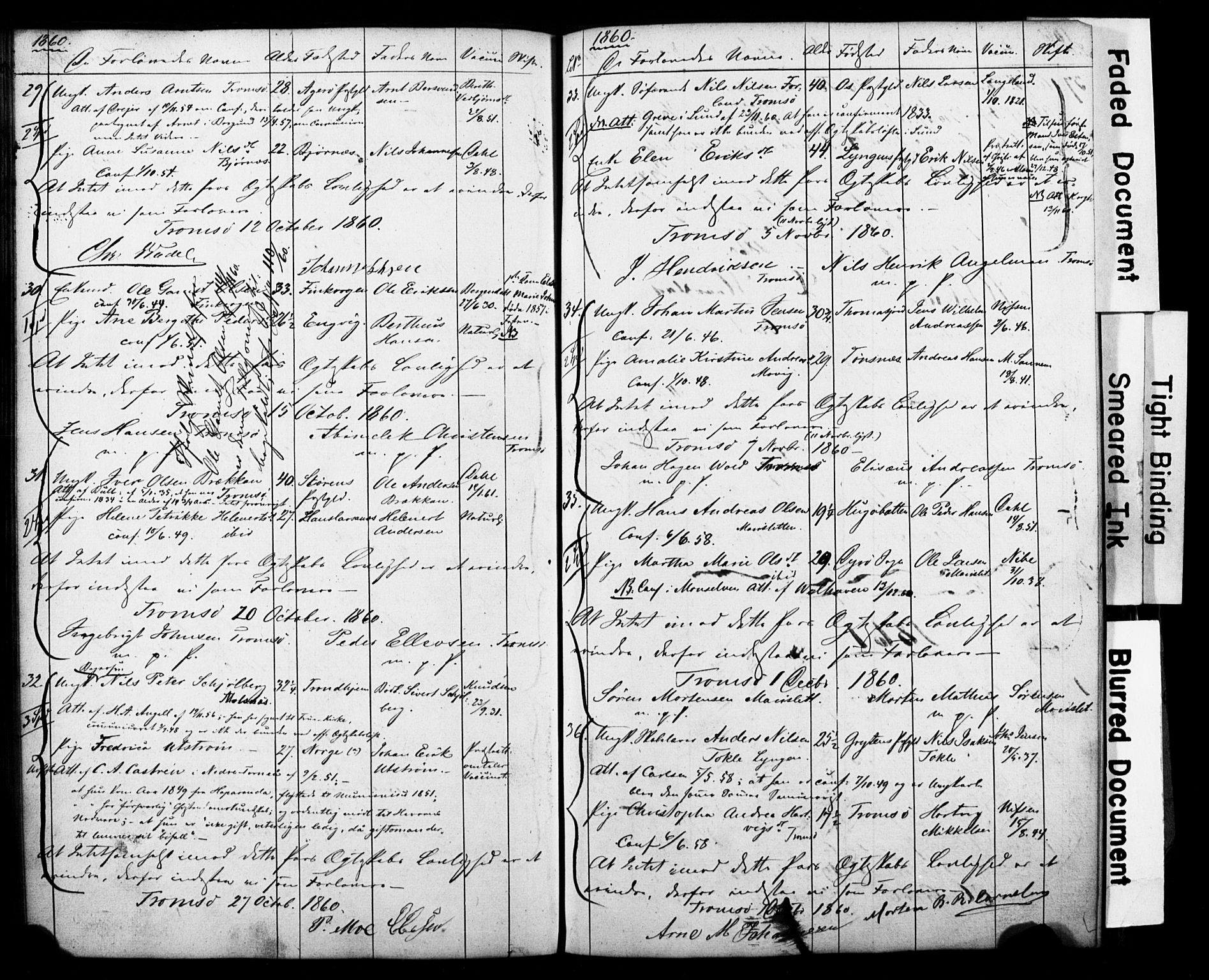 Tromsø sokneprestkontor/stiftsprosti/domprosti, AV/SATØ-S-1343/H/Hc/L0097: Banns register no. 97, 1851-1872