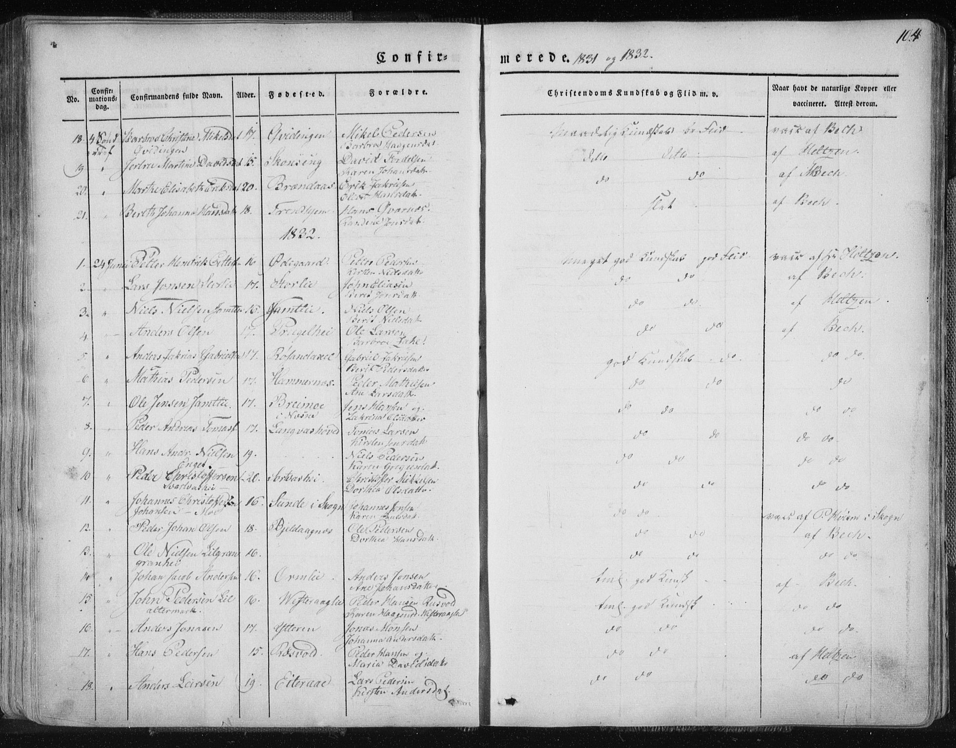 Ministerialprotokoller, klokkerbøker og fødselsregistre - Nordland, AV/SAT-A-1459/827/L0390: Parish register (official) no. 827A02, 1826-1841, p. 104