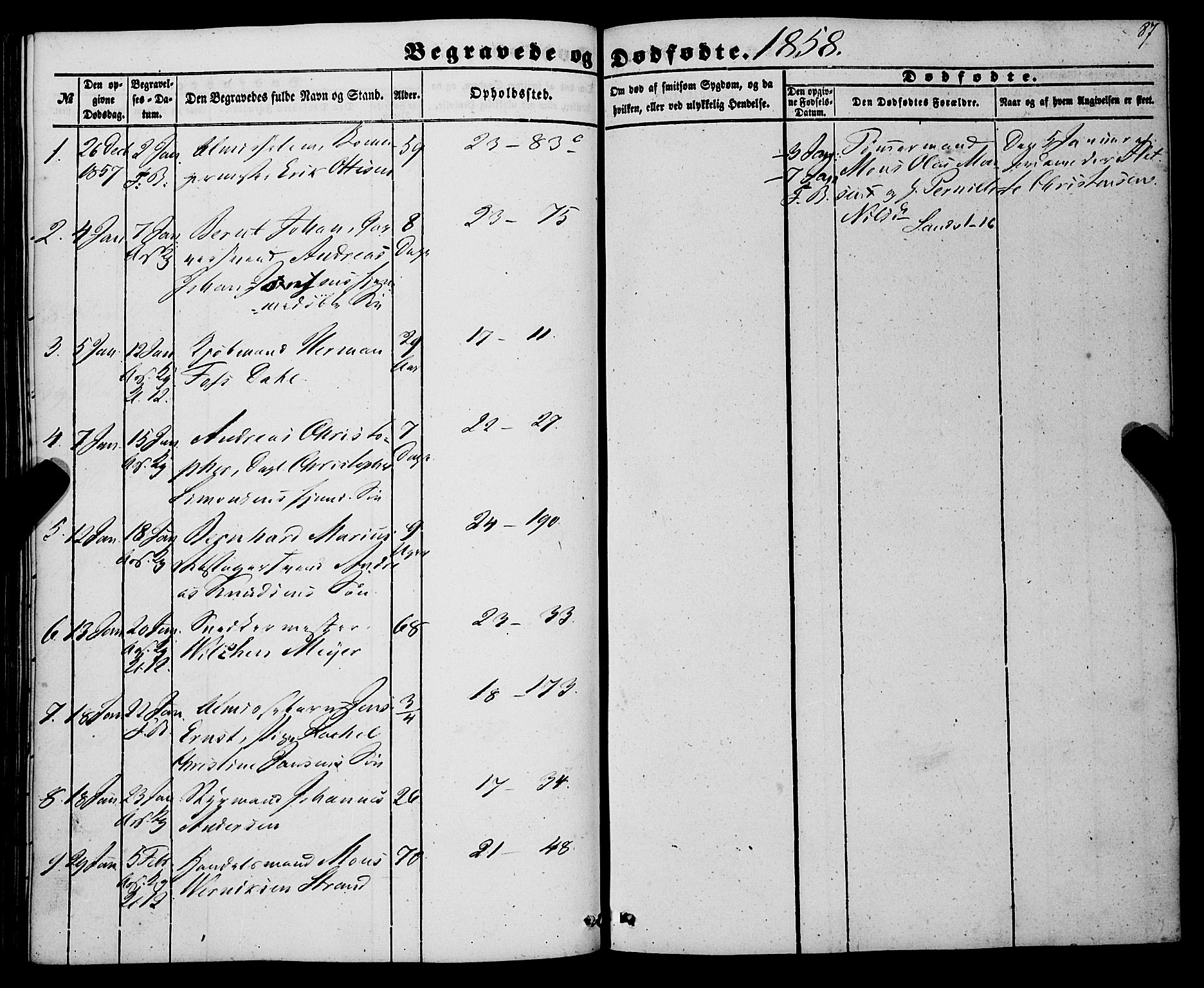 Korskirken sokneprestembete, SAB/A-76101/H/Haa: Parish register (official) no. E 2, 1848-1862, p. 87