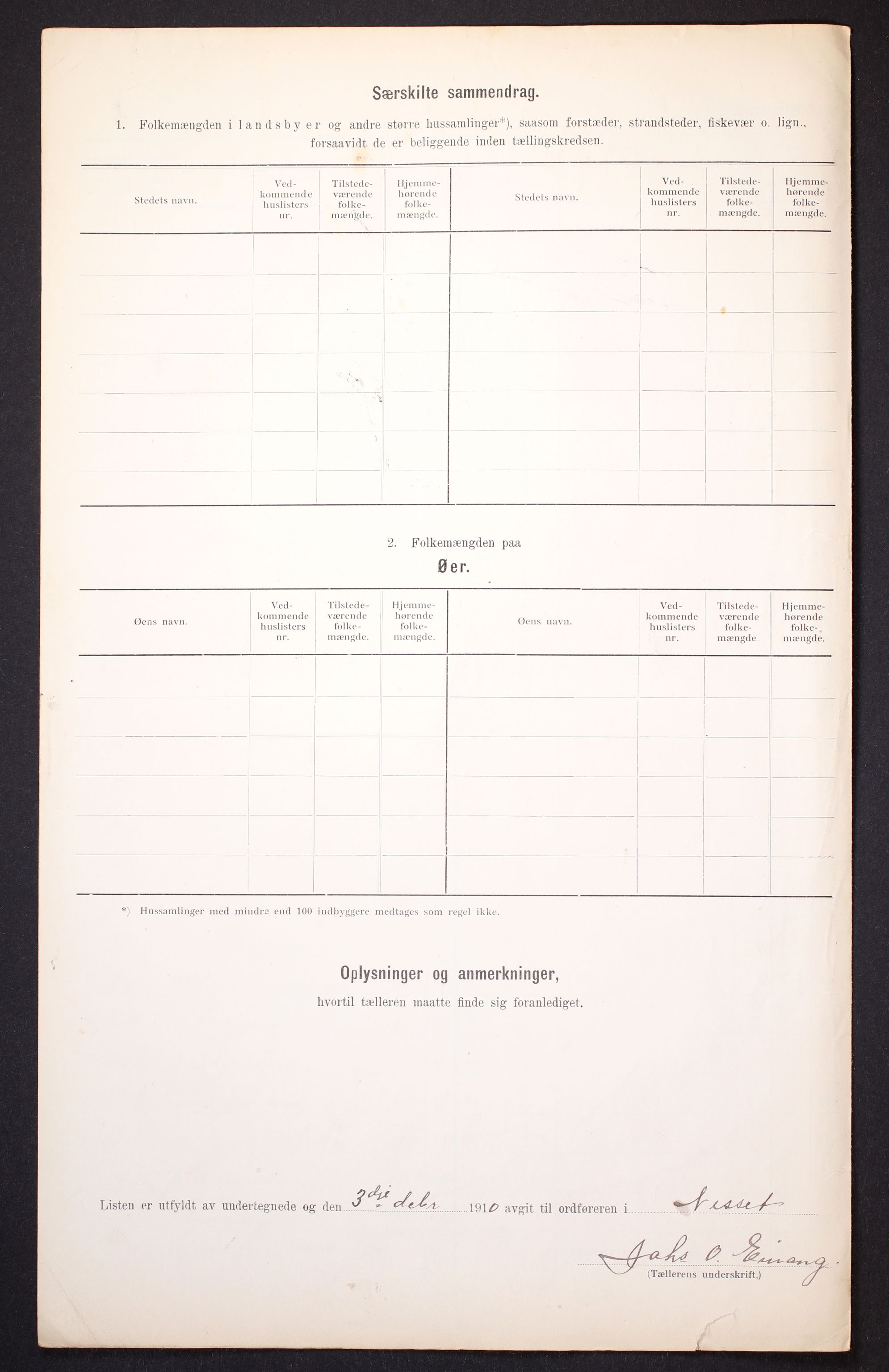 RA, 1910 census for Nesset, 1910, p. 9