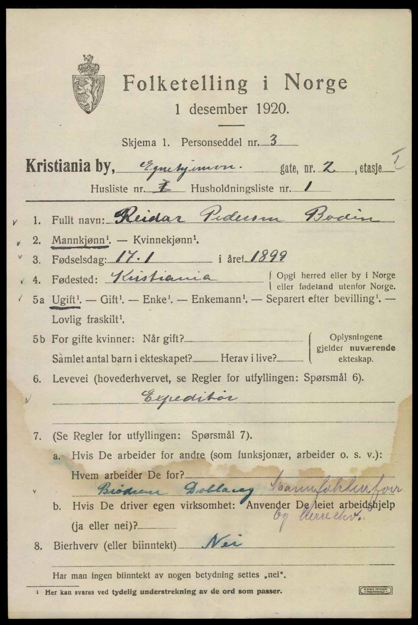 SAO, 1920 census for Kristiania, 1920, p. 209865