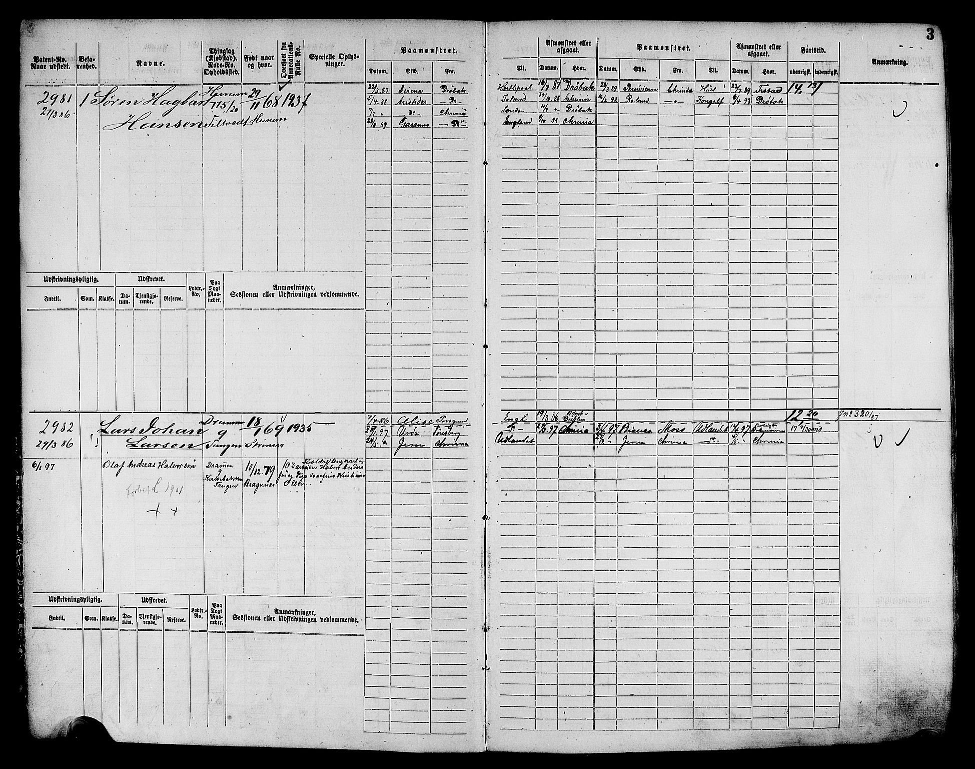 Drammen innrulleringsdistrikt, AV/SAKO-A-781/F/Fc/L0004: Hovedrulle, 1885, p. 5