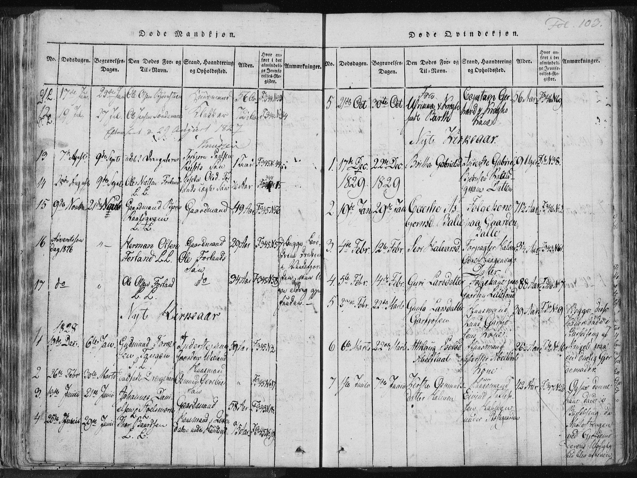 Vikedal sokneprestkontor, AV/SAST-A-101840/01/IV: Parish register (official) no. A 3, 1817-1850, p. 103