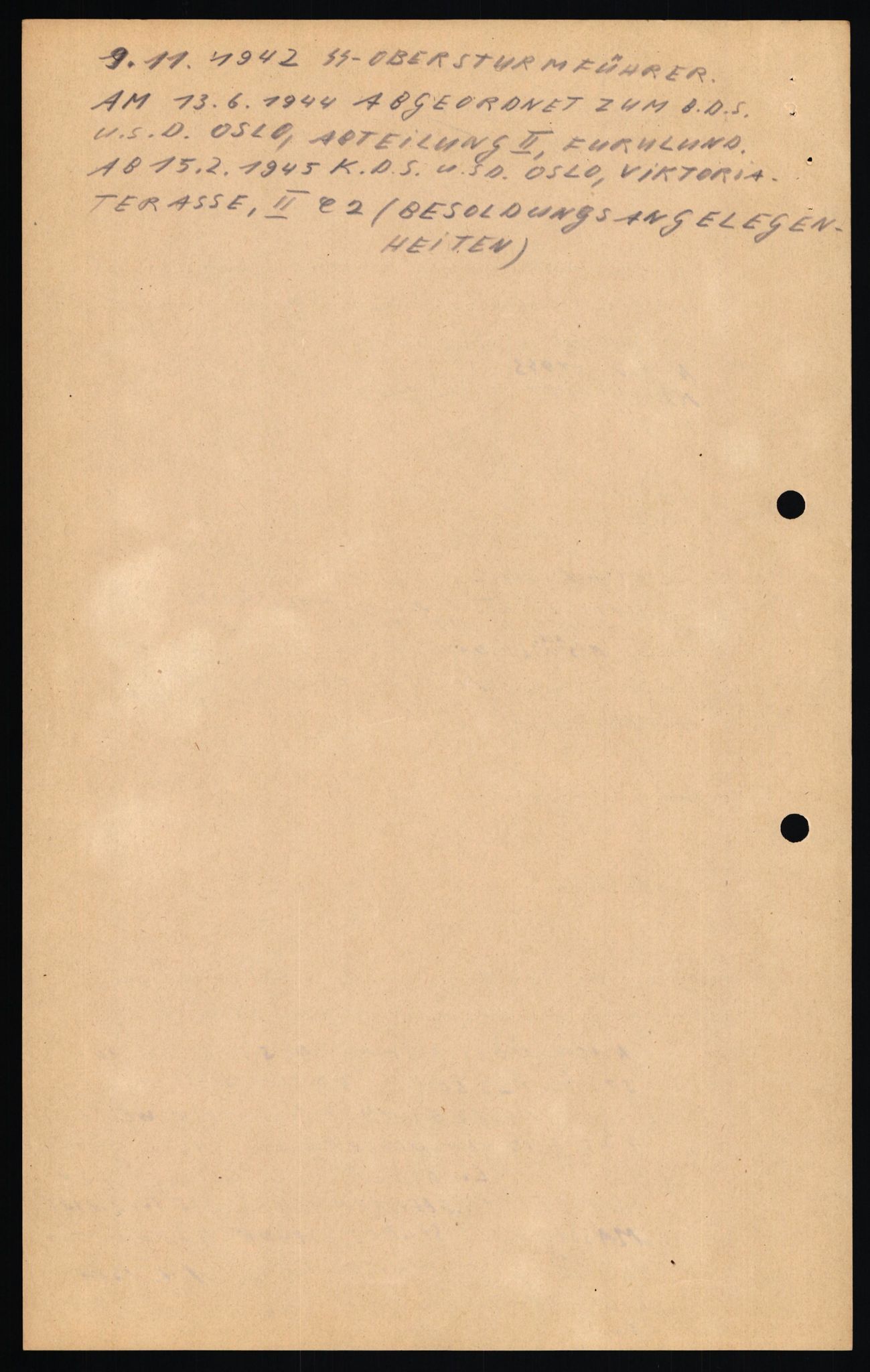 Forsvaret, Forsvarets overkommando II, AV/RA-RAFA-3915/D/Db/L0033: CI Questionaires. Tyske okkupasjonsstyrker i Norge. Tyskere., 1945-1946, p. 42