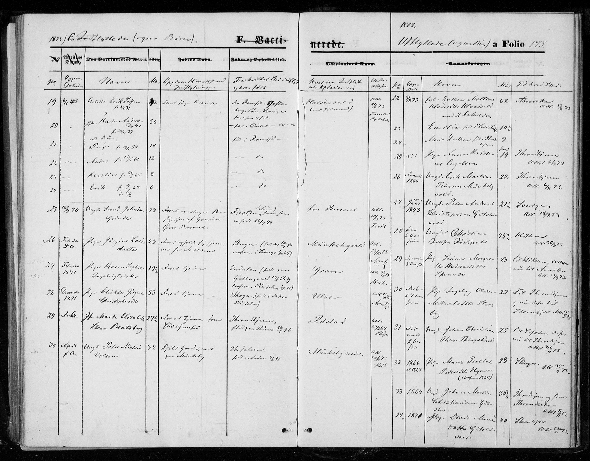 Ministerialprotokoller, klokkerbøker og fødselsregistre - Nord-Trøndelag, SAT/A-1458/721/L0206: Parish register (official) no. 721A01, 1864-1874, p. 175
