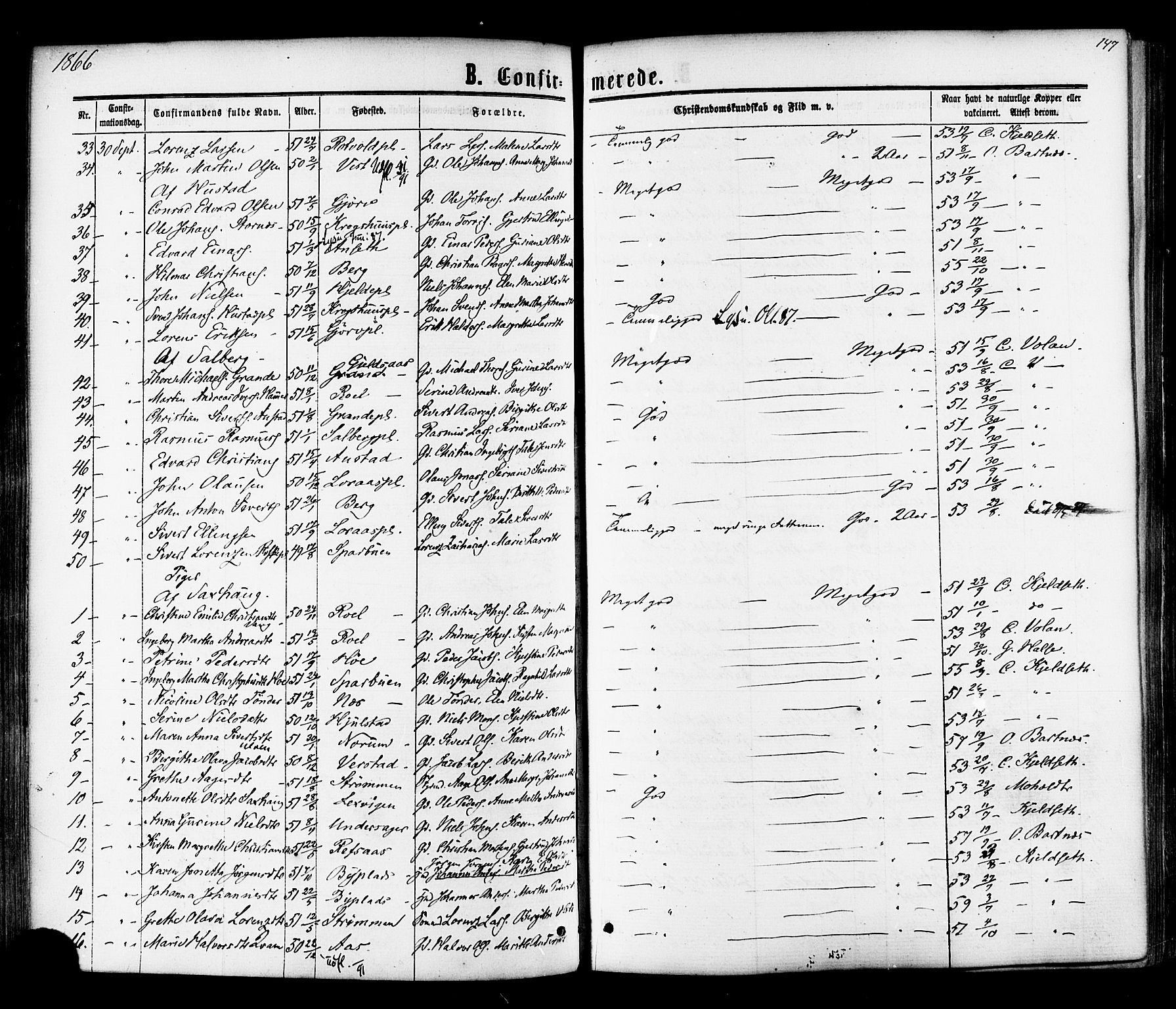 Ministerialprotokoller, klokkerbøker og fødselsregistre - Nord-Trøndelag, SAT/A-1458/730/L0284: Parish register (official) no. 730A09, 1866-1878, p. 147
