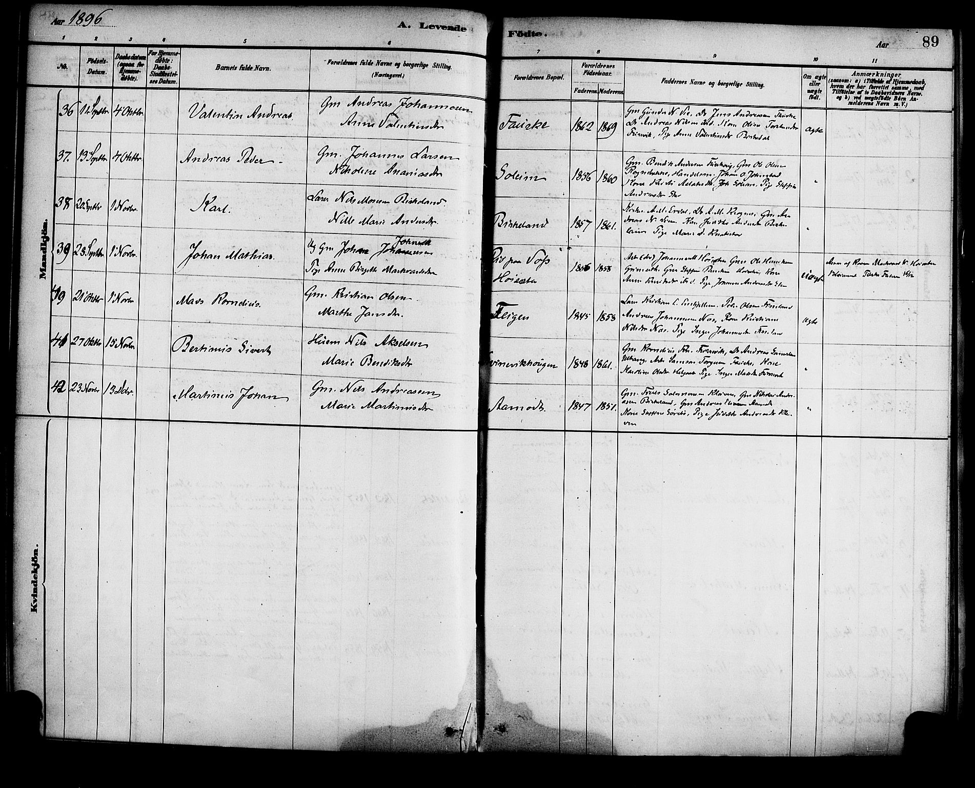 Førde sokneprestembete, SAB/A-79901/H/Haa/Haad/L0001: Parish register (official) no. D 1, 1881-1898, p. 89