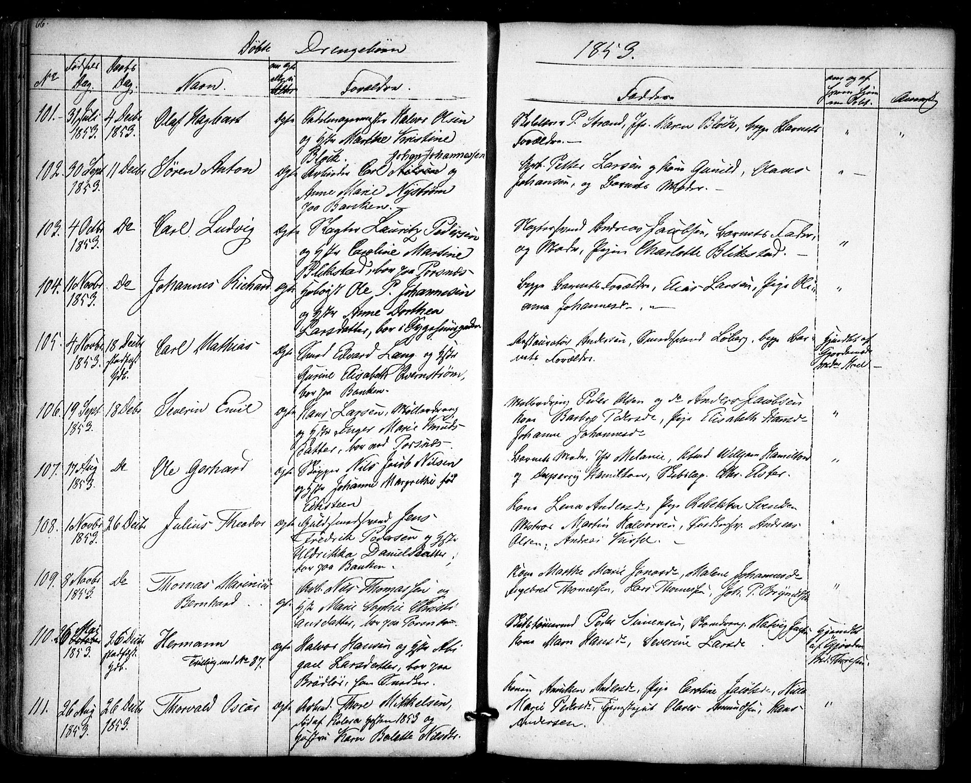 Halden prestekontor Kirkebøker, AV/SAO-A-10909/F/Fa/L0006: Parish register (official) no. I 6, 1845-1856, p. 66