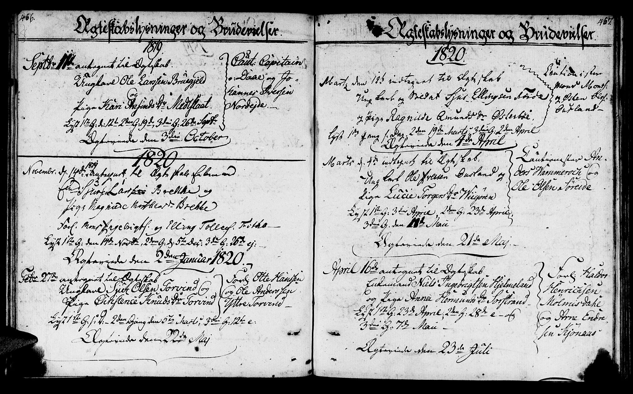 Lavik sokneprestembete, AV/SAB-A-80901: Parish register (official) no. A 1, 1809-1822, p. 466-467