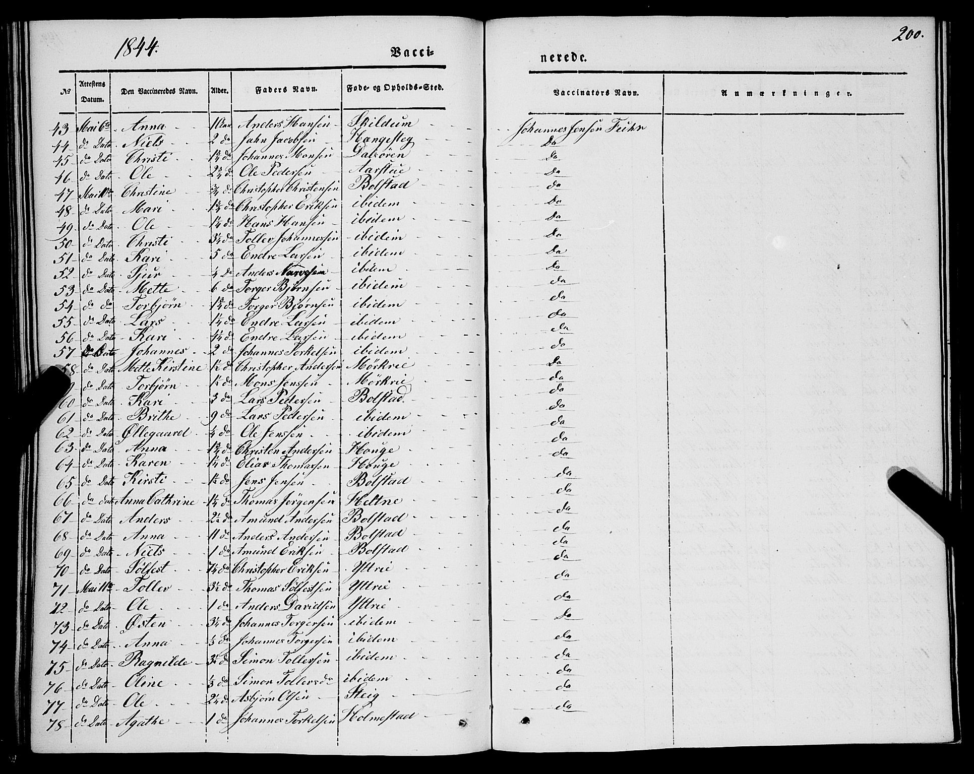 Luster sokneprestembete, SAB/A-81101/H/Haa/Haaa/L0006: Parish register (official) no. A 6, 1840-1848, p. 200