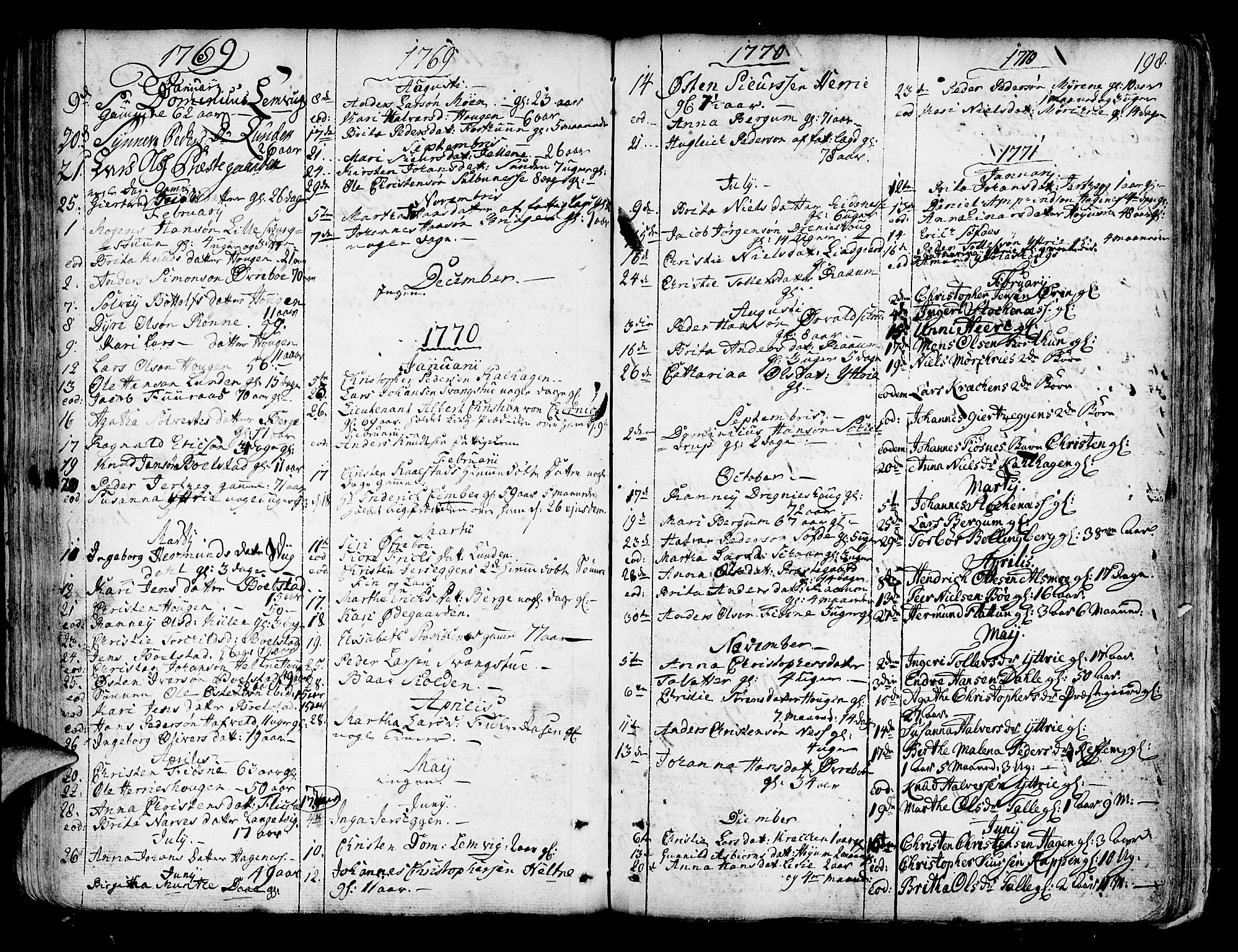 Luster sokneprestembete, SAB/A-81101/H/Haa/Haaa/L0001: Parish register (official) no. A 1, 1731-1803, p. 198