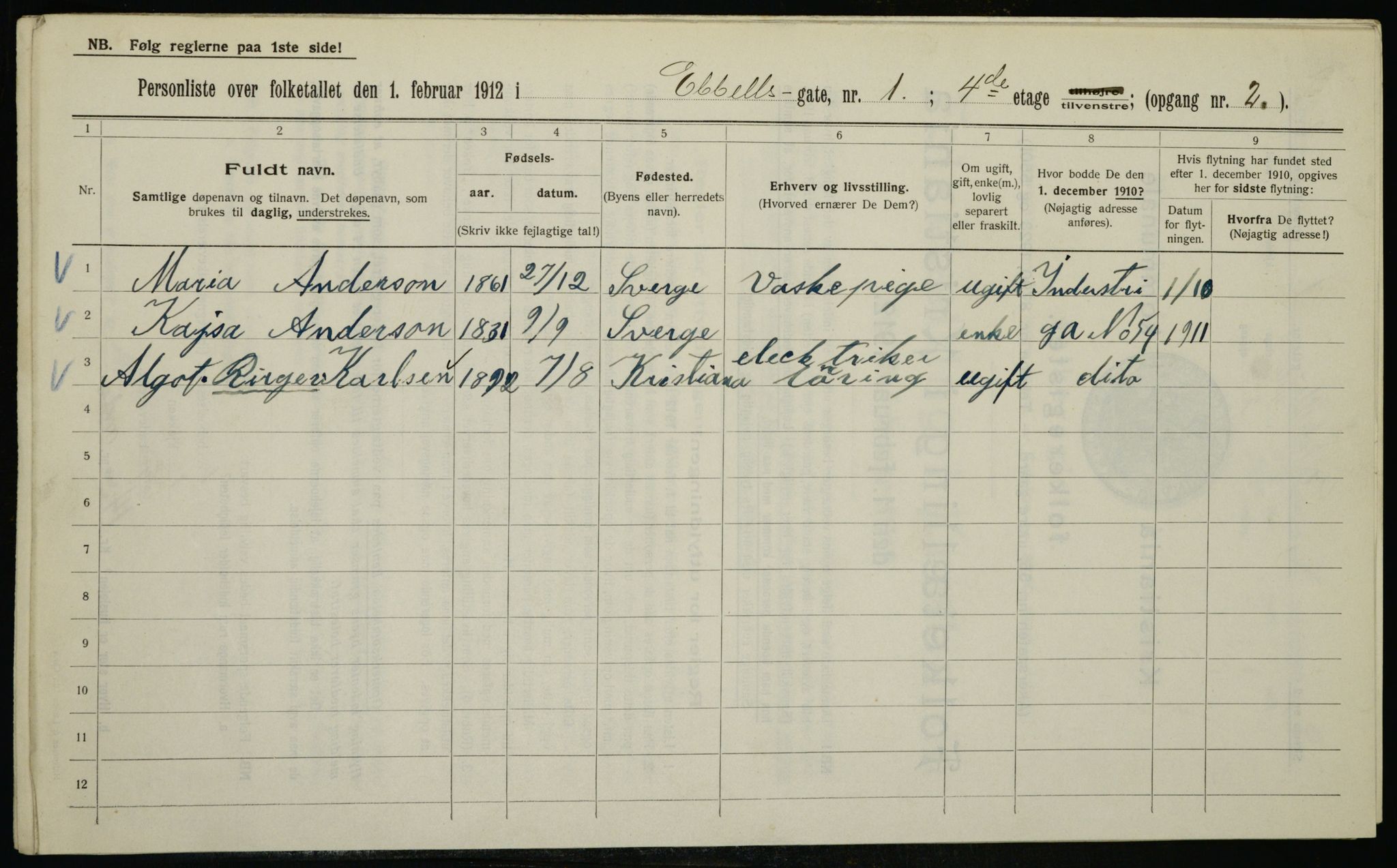 OBA, Municipal Census 1912 for Kristiania, 1912, p. 17981