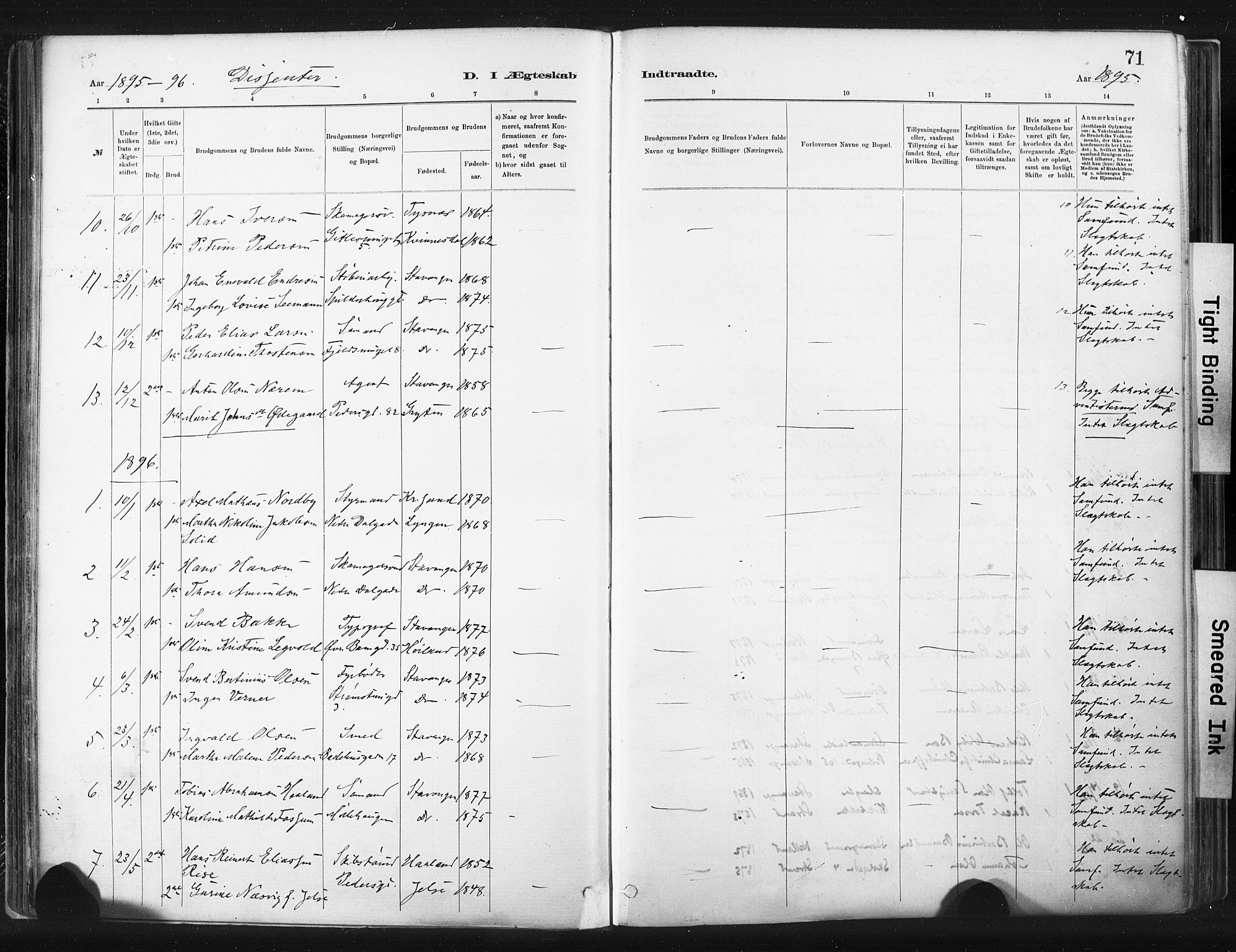 St. Johannes sokneprestkontor, SAST/A-101814/001/30/30BA/L0003: Parish register (official) no. A 3, 1885-1910, p. 71