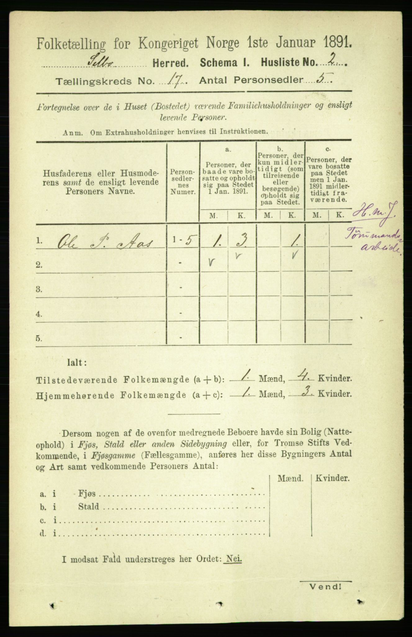 RA, 1891 census for 1664 Selbu, 1891, p. 6004