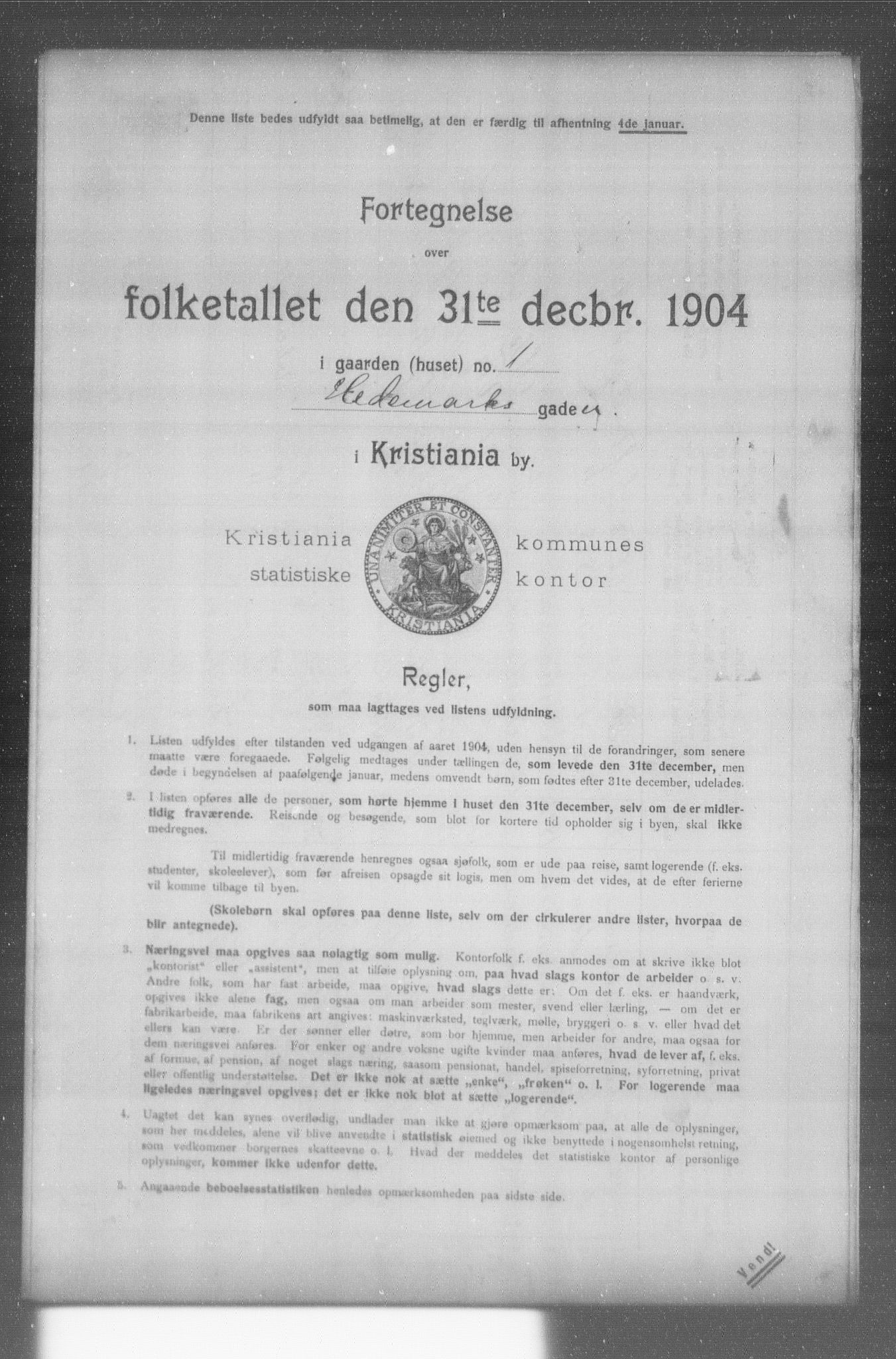 OBA, Municipal Census 1904 for Kristiania, 1904, p. 7134