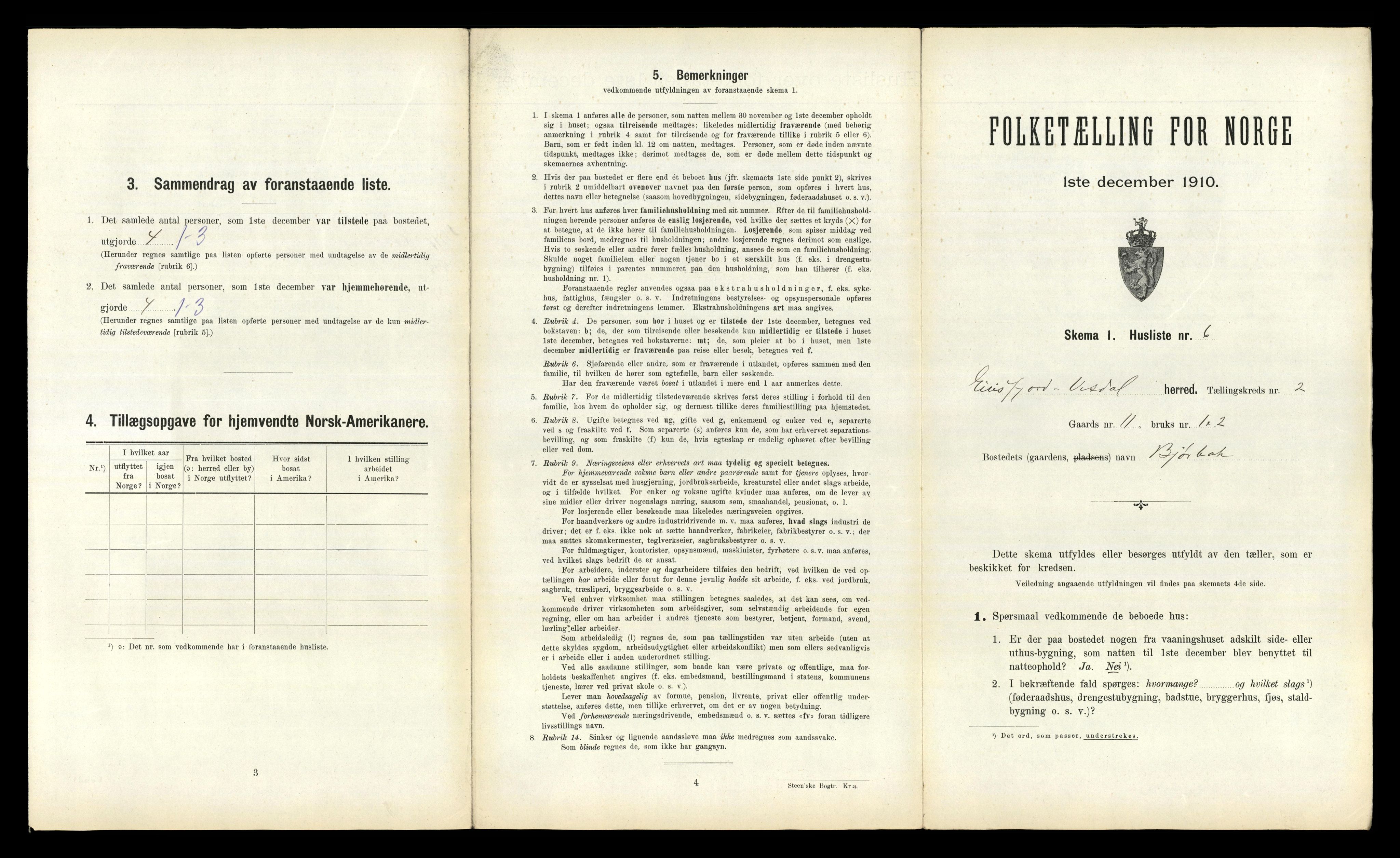 RA, 1910 census for Eresfjord og Vistdal, 1910, p. 105