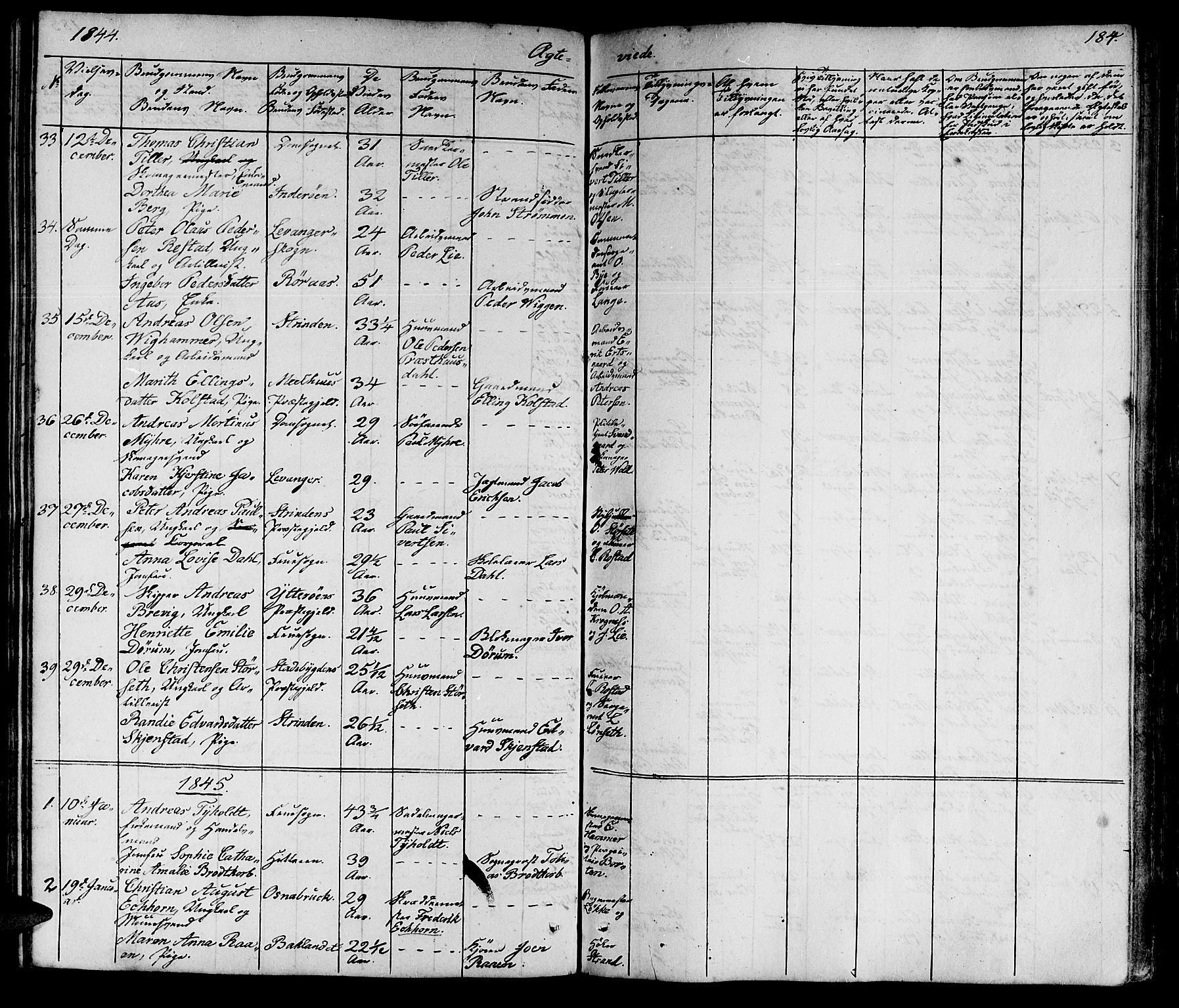 Ministerialprotokoller, klokkerbøker og fødselsregistre - Sør-Trøndelag, SAT/A-1456/602/L0136: Parish register (copy) no. 602C04, 1833-1845, p. 184