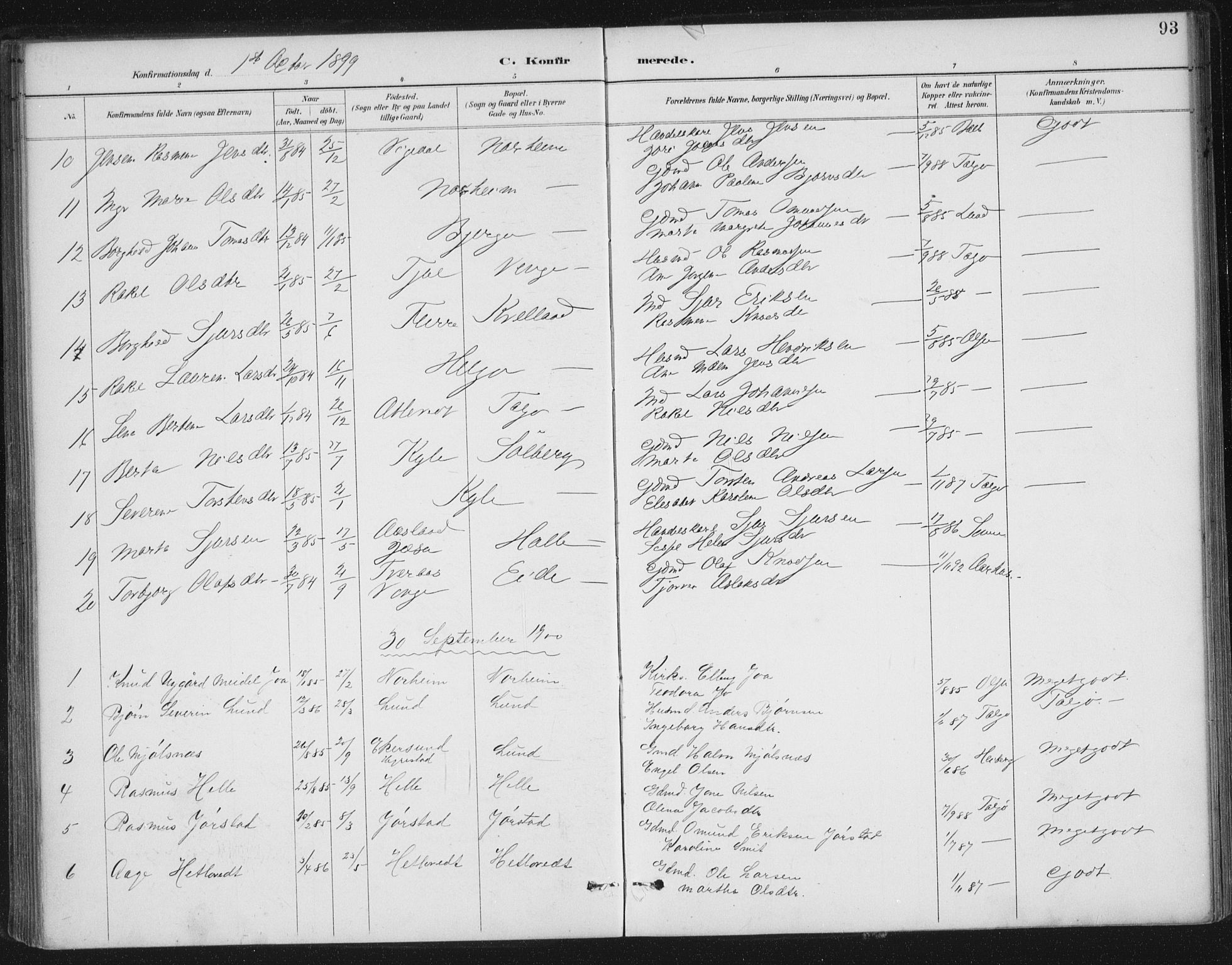 Nedstrand sokneprestkontor, AV/SAST-A-101841/01/IV: Parish register (official) no. A 13, 1887-1915, p. 93