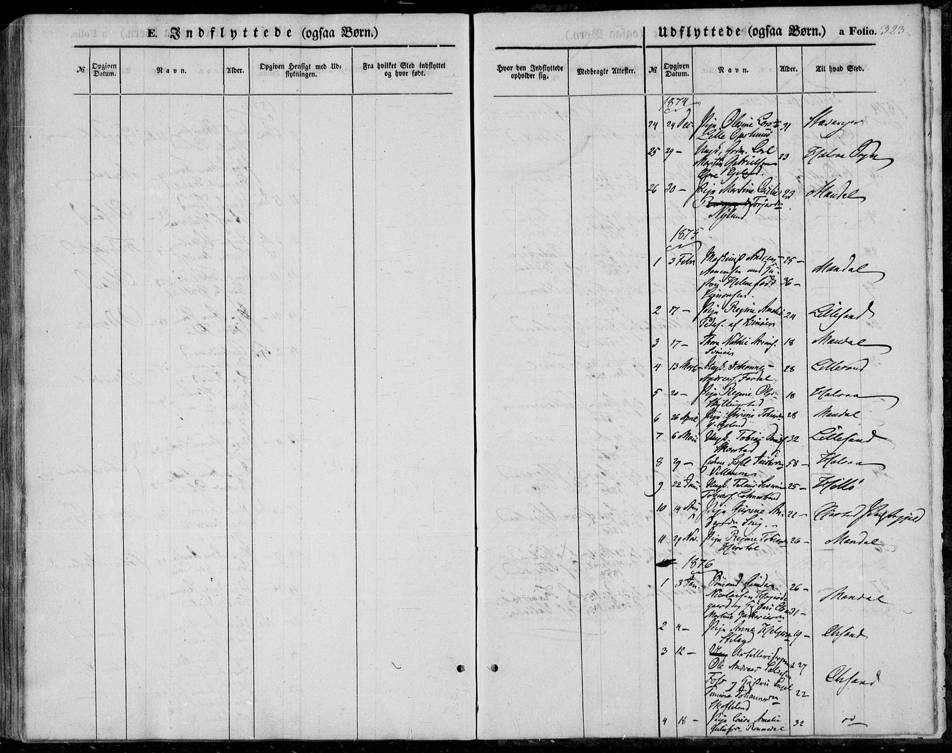 Sør-Audnedal sokneprestkontor, AV/SAK-1111-0039/F/Fa/Fab/L0007: Parish register (official) no. A 7, 1855-1876, p. 323