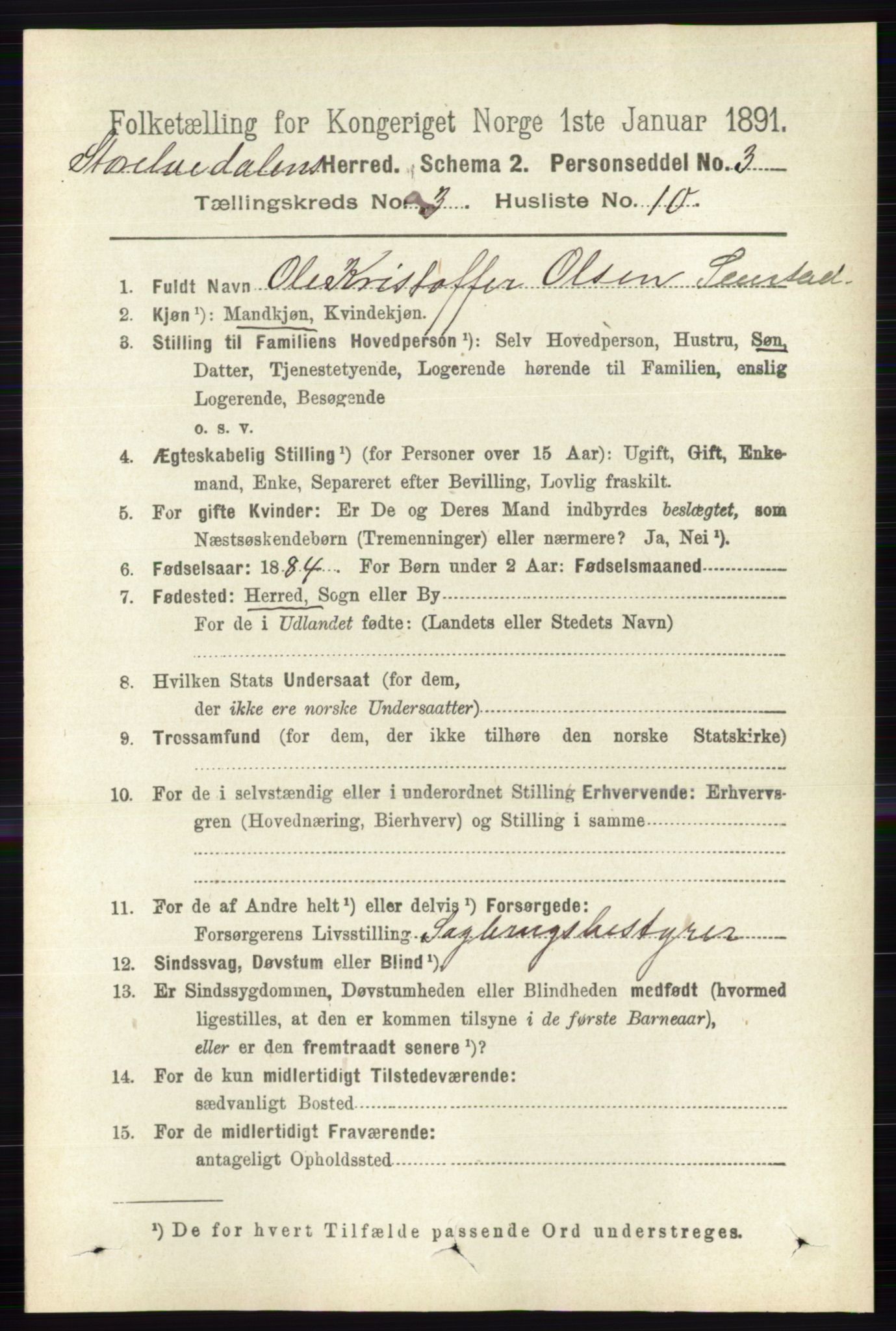 RA, 1891 census for 0430 Stor-Elvdal, 1891, p. 909