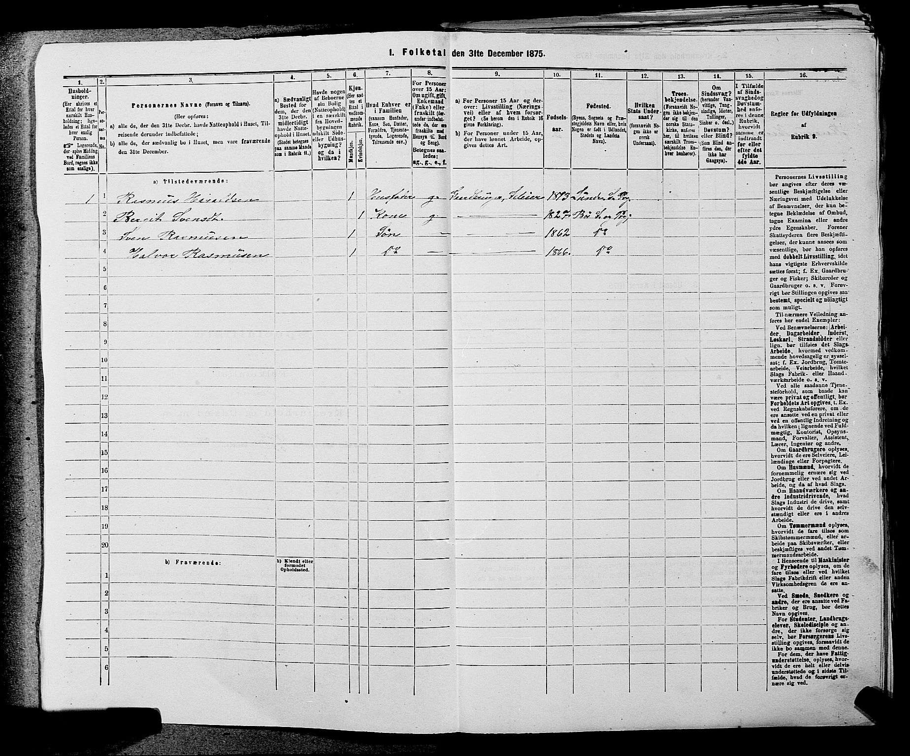 SAKO, 1875 census for 0821P Bø, 1875, p. 135