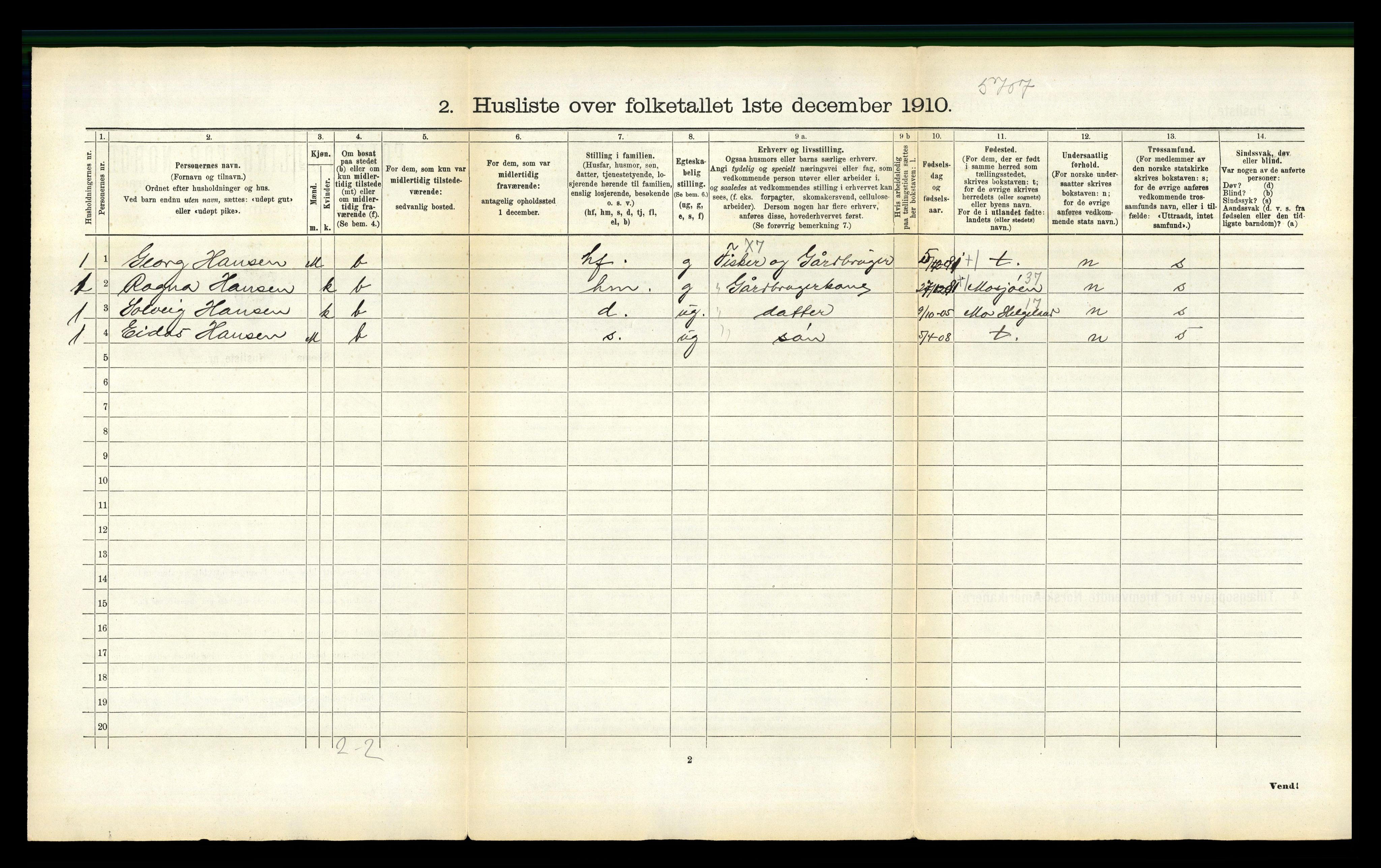 RA, 1910 census for Vågan, 1910, p. 106