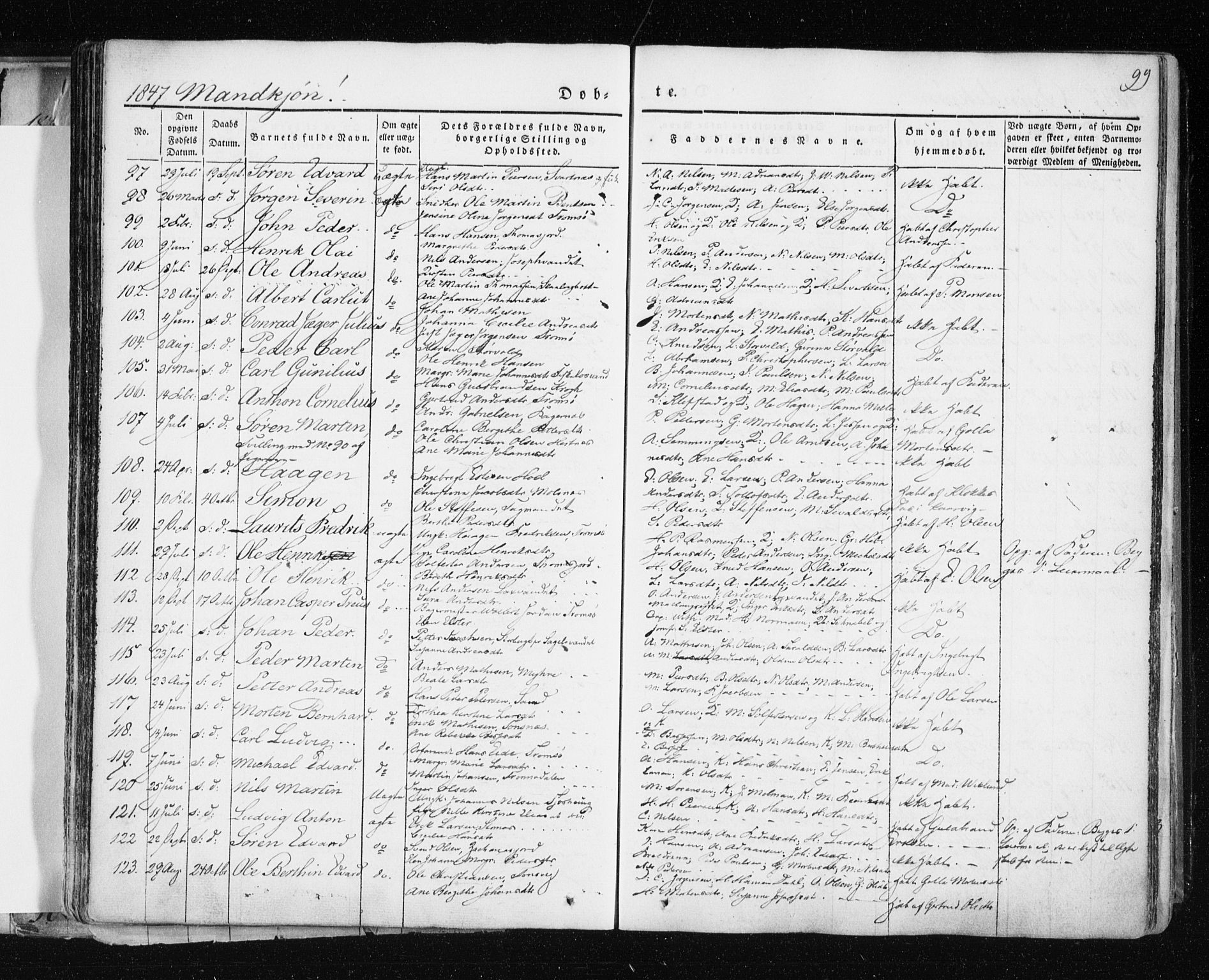 Tromsø sokneprestkontor/stiftsprosti/domprosti, SATØ/S-1343/G/Ga/L0009kirke: Parish register (official) no. 9, 1837-1847, p. 99