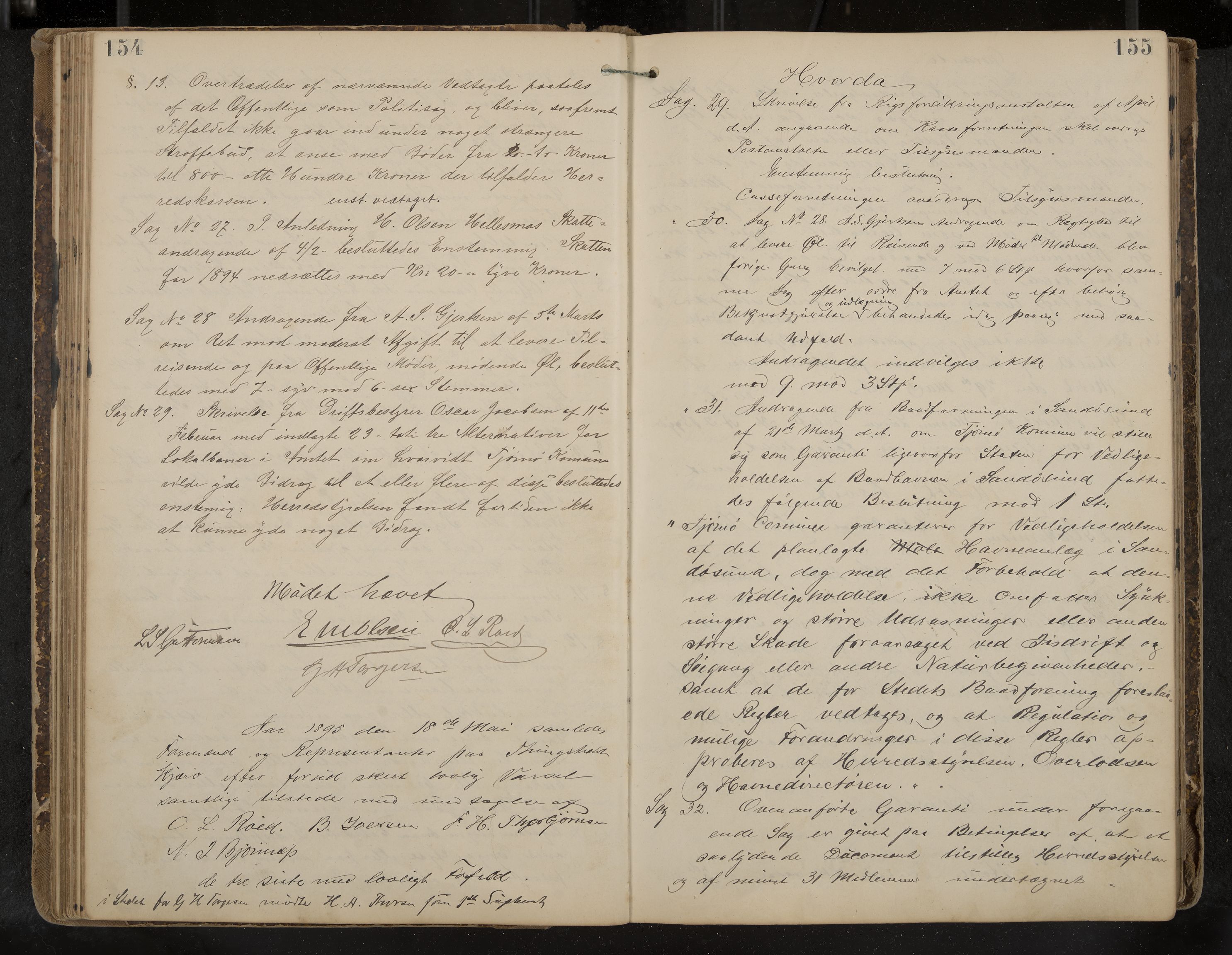 Tjøme formannskap og sentraladministrasjon, IKAK/0723021-1/A/L0003: Møtebok, 1886-1915, p. 154-155