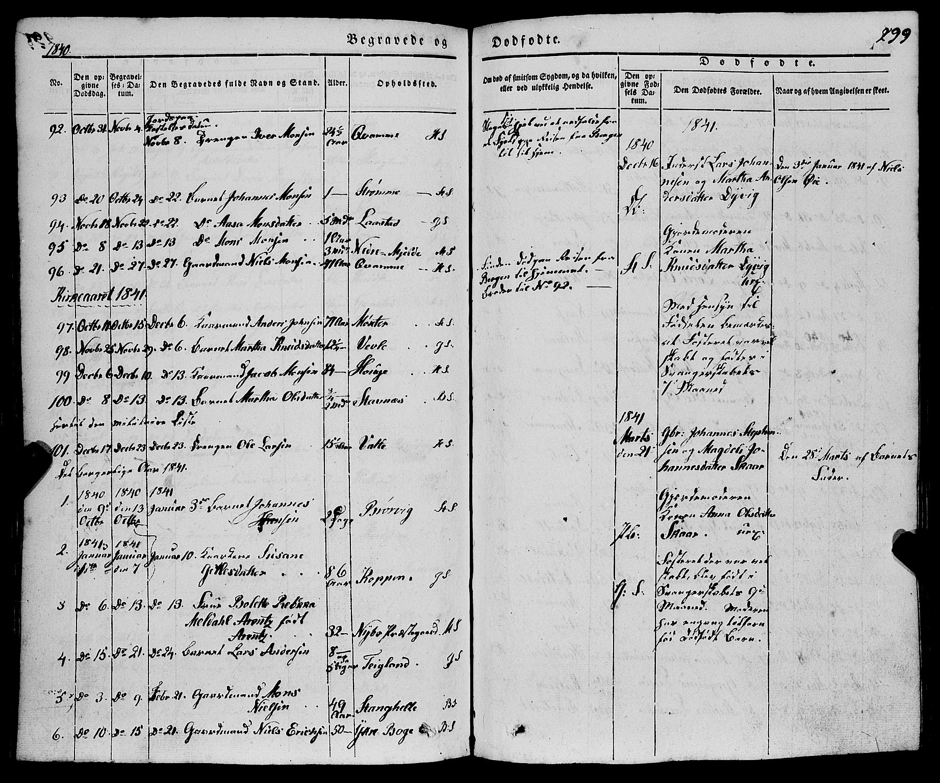 Haus sokneprestembete, SAB/A-75601/H/Haa: Parish register (official) no. A 15, 1838-1847, p. 299