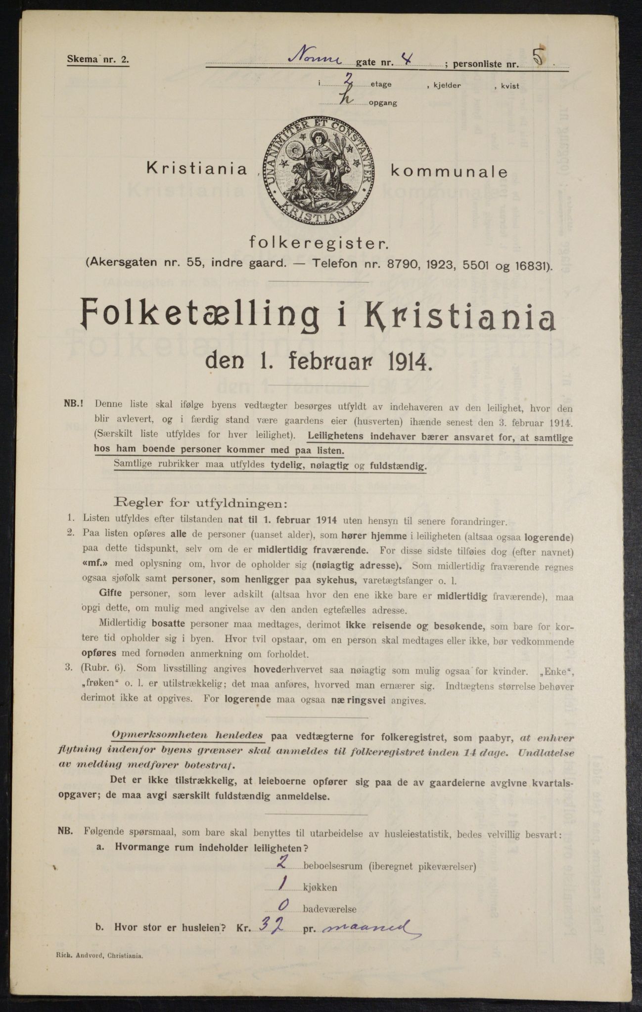 OBA, Municipal Census 1914 for Kristiania, 1914, p. 71392