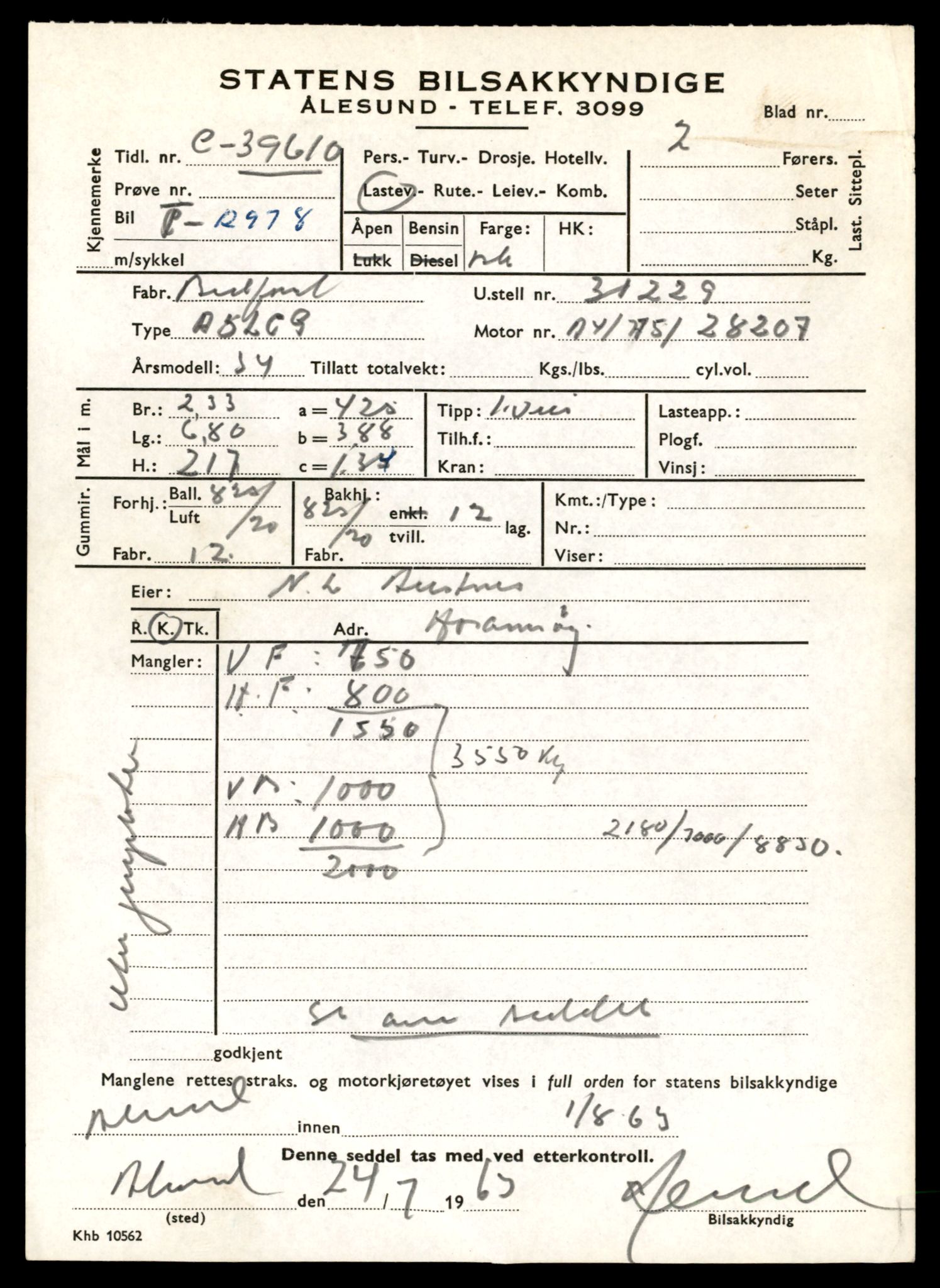 Møre og Romsdal vegkontor - Ålesund trafikkstasjon, AV/SAT-A-4099/F/Fe/L0036: Registreringskort for kjøretøy T 12831 - T 13030, 1927-1998, p. 2191