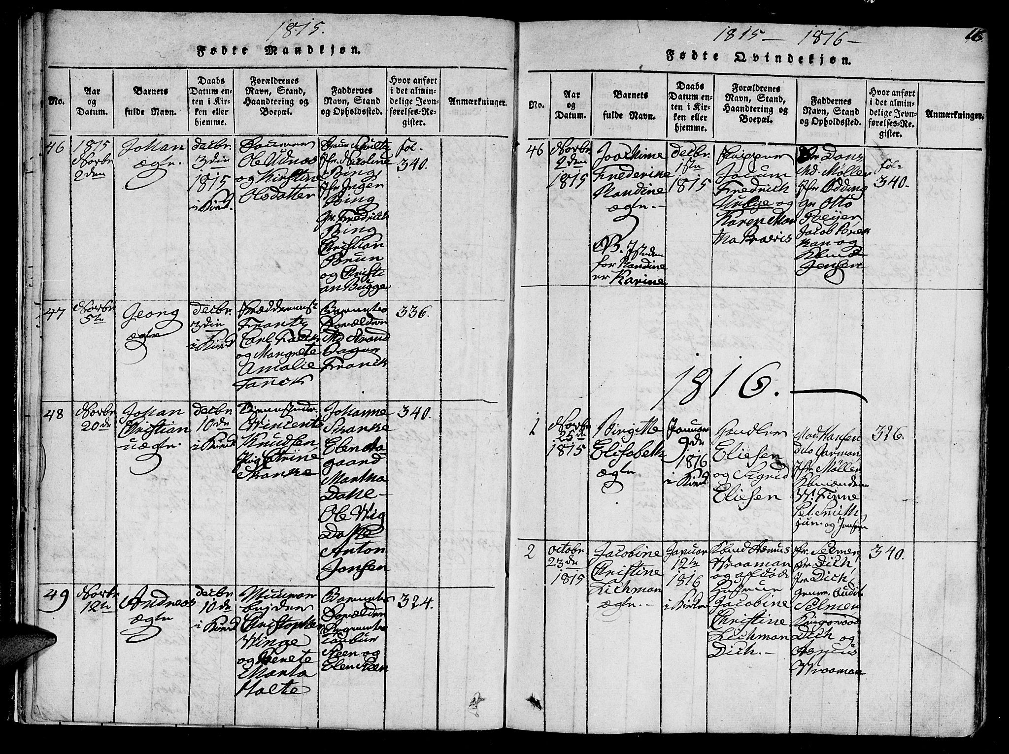 Ministerialprotokoller, klokkerbøker og fødselsregistre - Sør-Trøndelag, SAT/A-1456/602/L0107: Parish register (official) no. 602A05, 1815-1821, p. 16