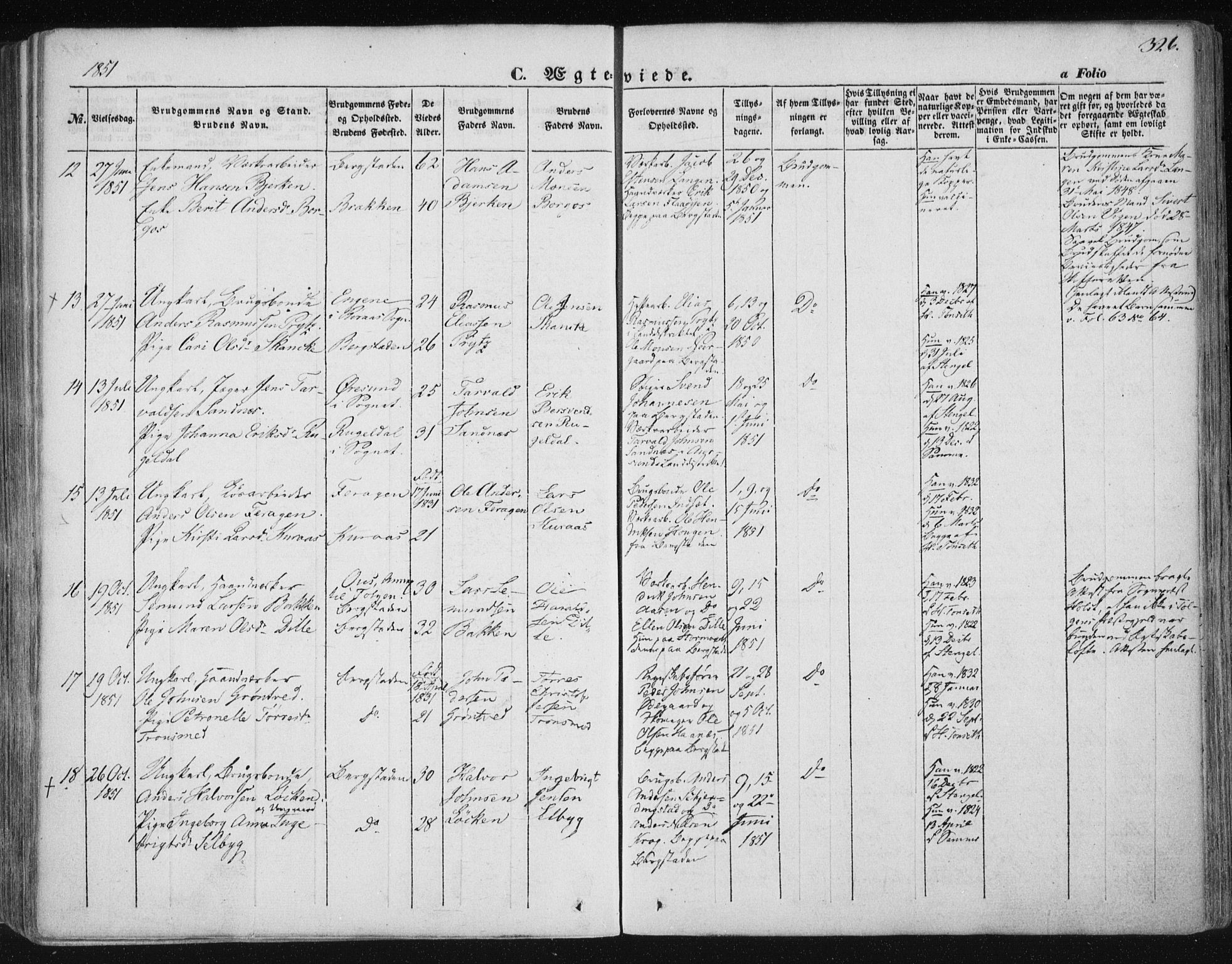 Ministerialprotokoller, klokkerbøker og fødselsregistre - Sør-Trøndelag, SAT/A-1456/681/L0931: Parish register (official) no. 681A09, 1845-1859, p. 326