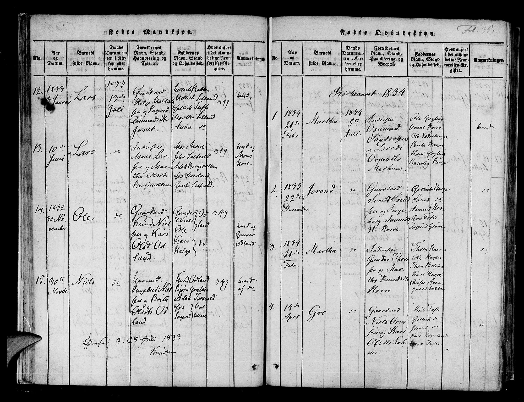 Røldal sokneprestembete, SAB/A-100247: Parish register (official) no. A 2, 1817-1856, p. 35