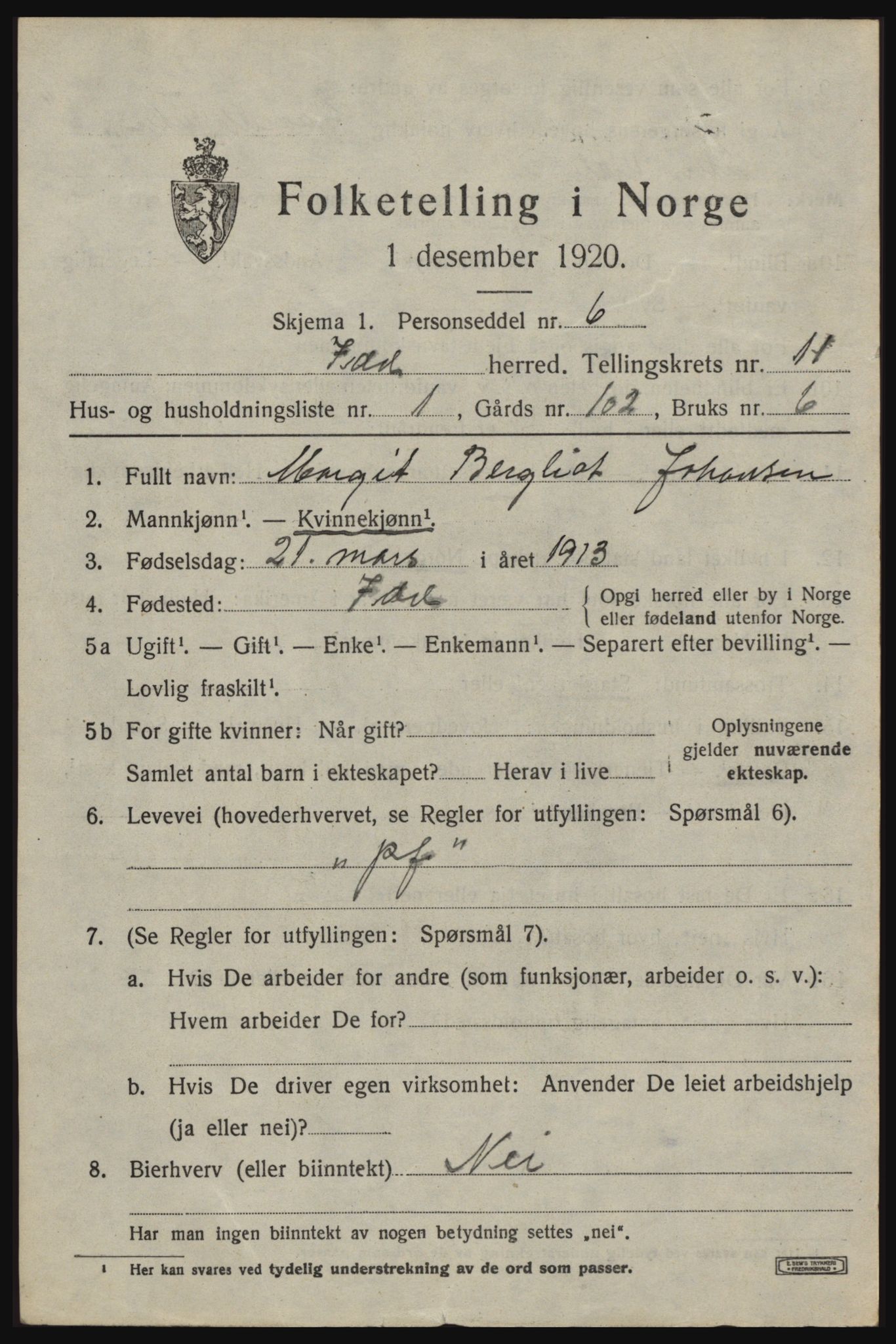 SAO, 1920 census for Idd, 1920, p. 10937