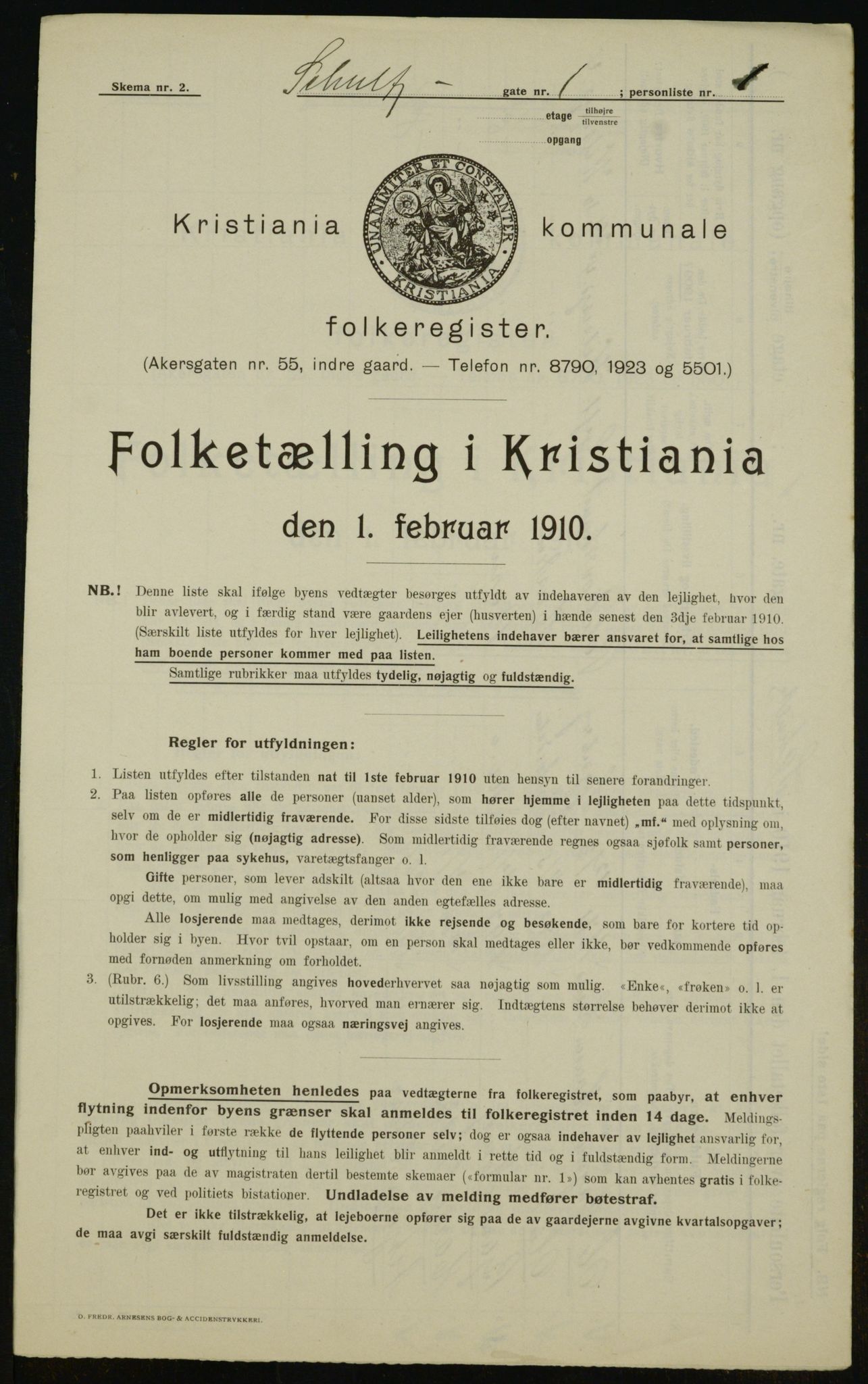 OBA, Municipal Census 1910 for Kristiania, 1910, p. 86500