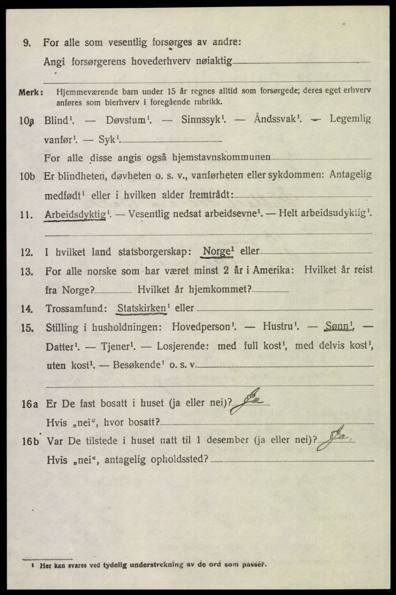 SAH, 1920 census for Trysil, 1920, p. 15010