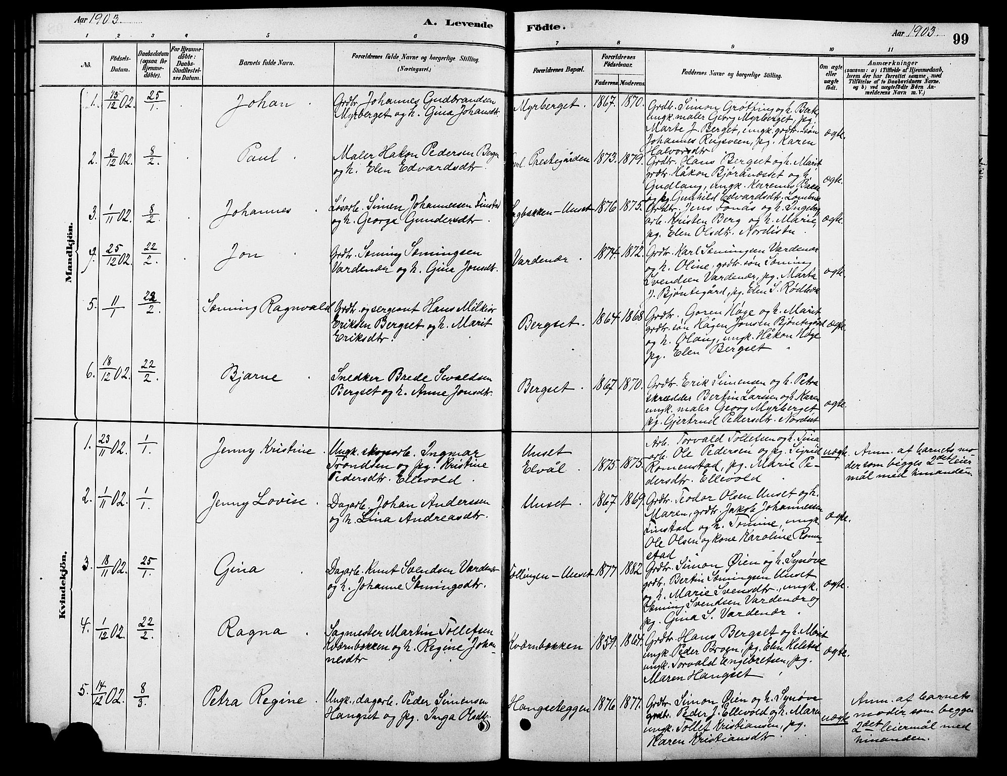Rendalen prestekontor, SAH/PREST-054/H/Ha/Hab/L0003: Parish register (copy) no. 3, 1879-1904, p. 99