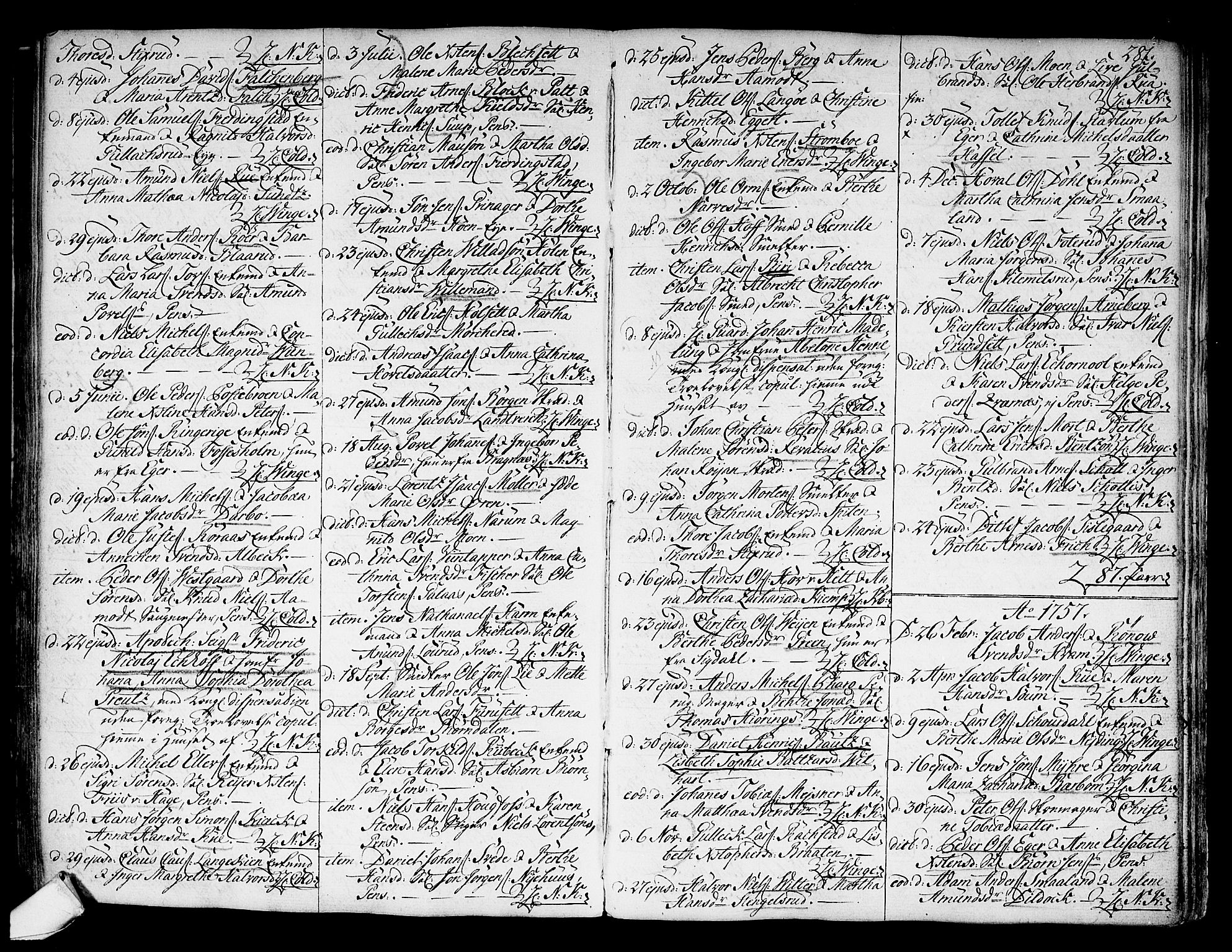 Kongsberg kirkebøker, SAKO/A-22/F/Fa/L0004: Parish register (official) no. I 4, 1756-1768, p. 281