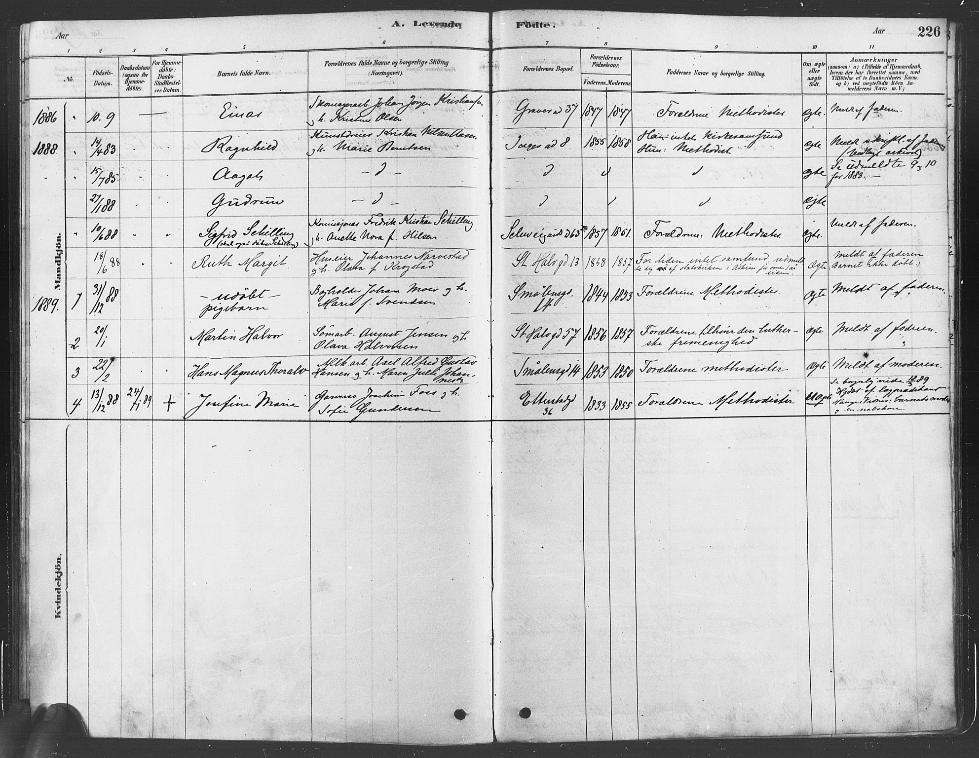 Gamlebyen prestekontor Kirkebøker, SAO/A-10884/F/Fa/L0005: Parish register (official) no. 5, 1878-1889, p. 226