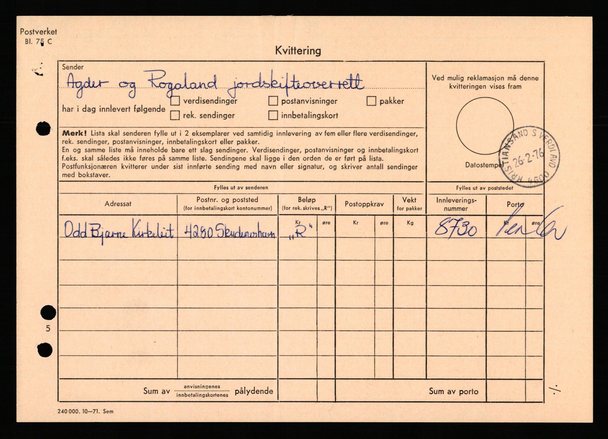 Nord-Rogaland jordskifterett, AV/SAST-A-102427/Oc/L0008: Karmøy, 1955-1976, p. 587