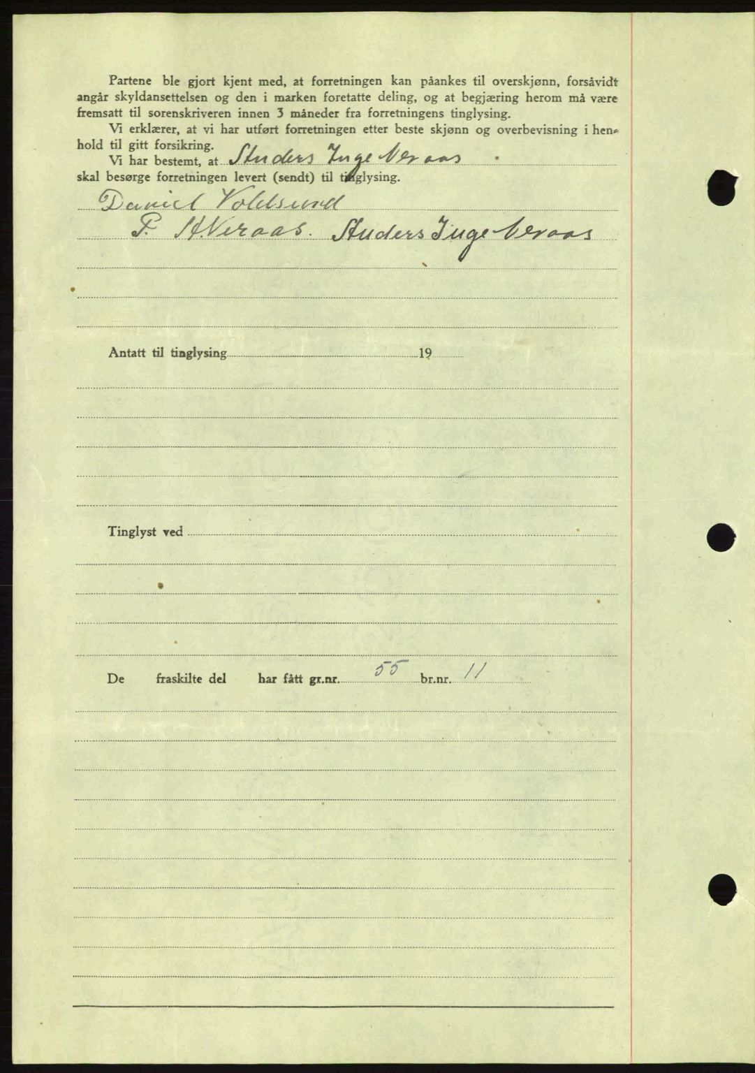 Romsdal sorenskriveri, AV/SAT-A-4149/1/2/2C: Mortgage book no. A17, 1944-1945, Diary no: : 415/1945