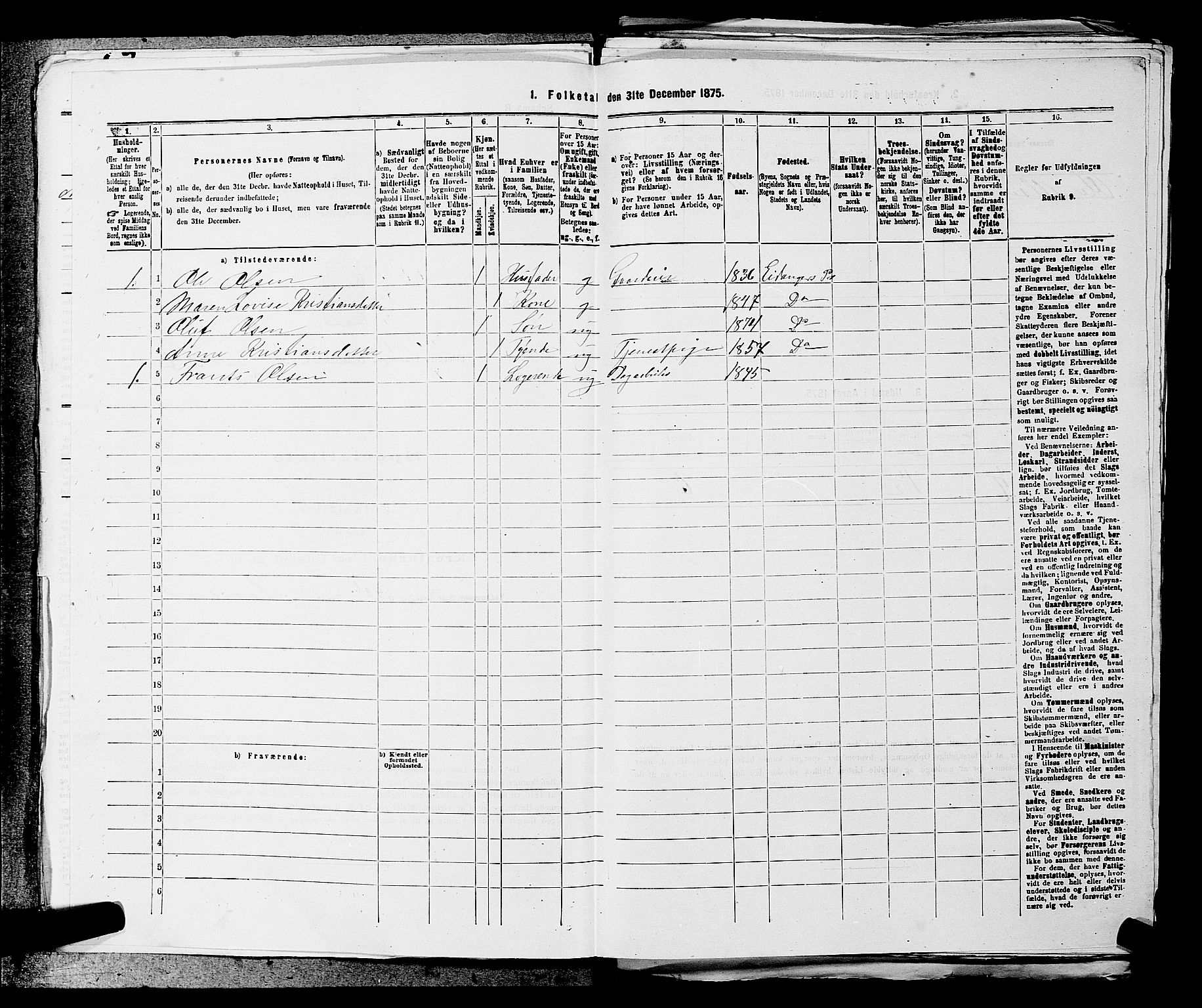 SAKO, 1875 census for 0813P Eidanger, 1875, p. 921