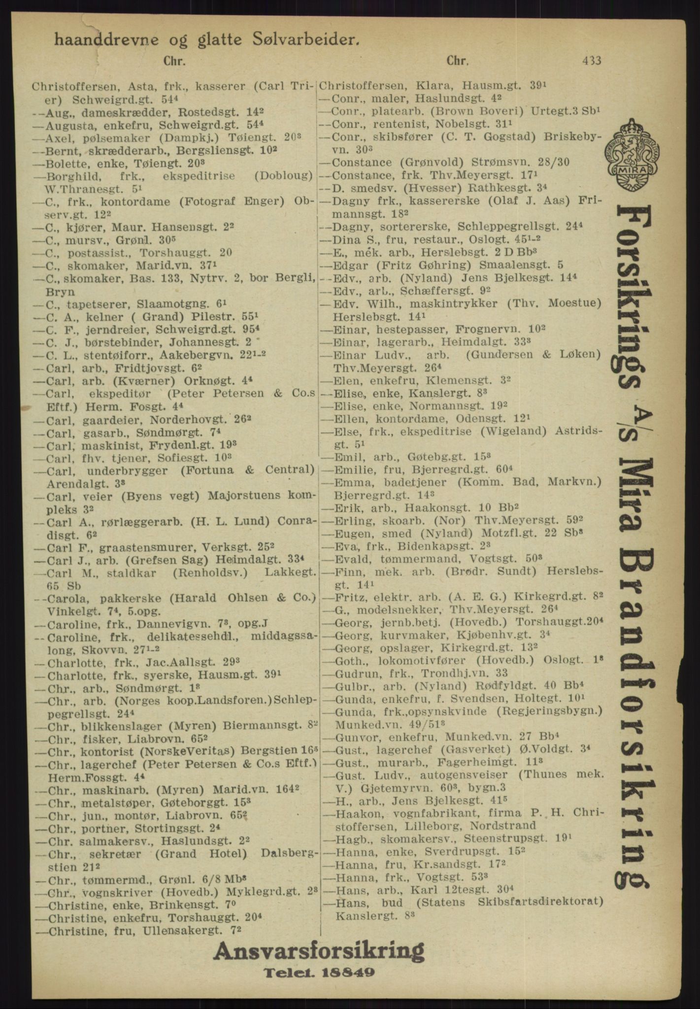 Kristiania/Oslo adressebok, PUBL/-, 1918, p. 458