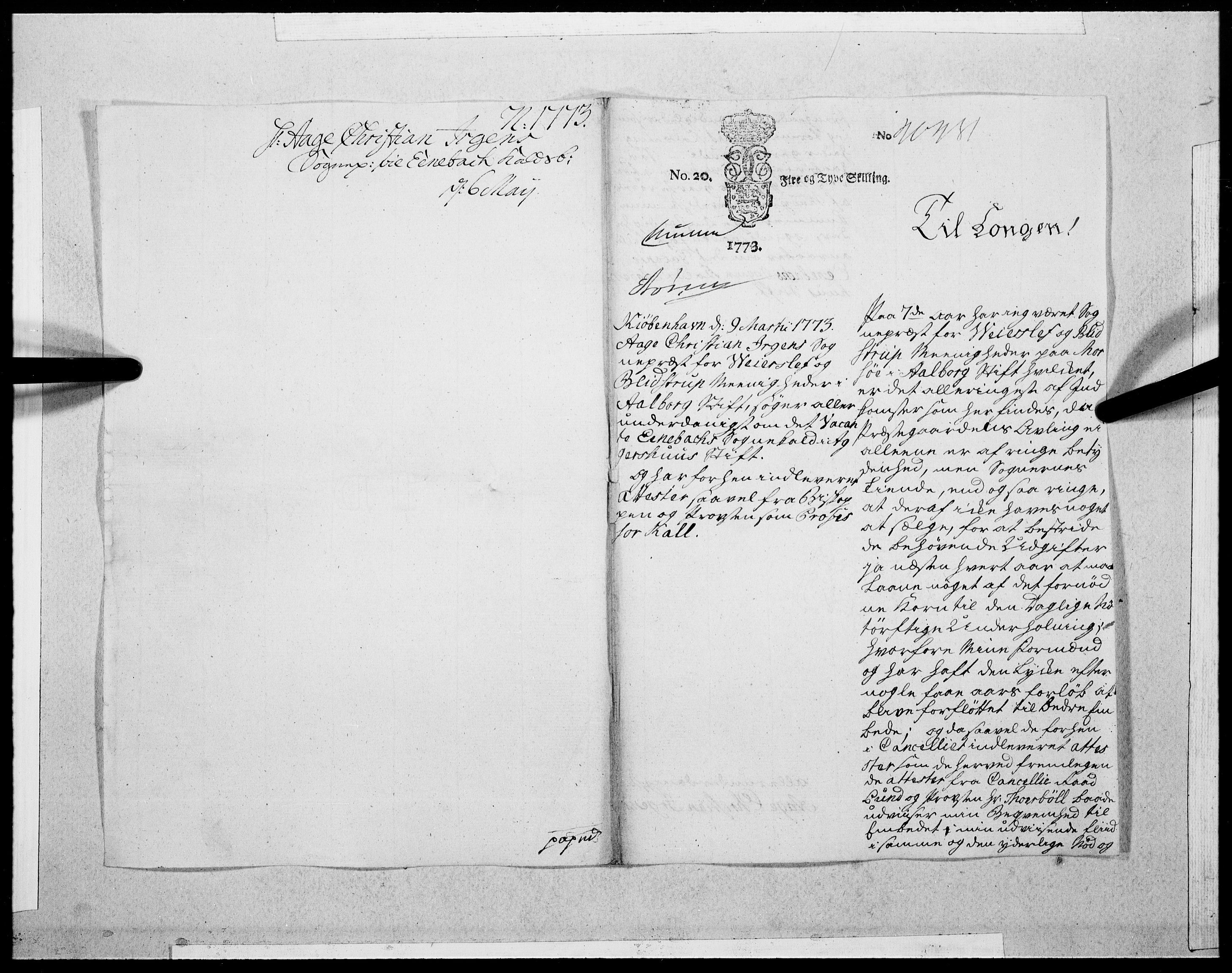 Danske Kanselli 1572-1799, RA/EA-3023/F/Fc/Fcc/Fcca/L0208: Norske innlegg 1572-1799, 1773, p. 382