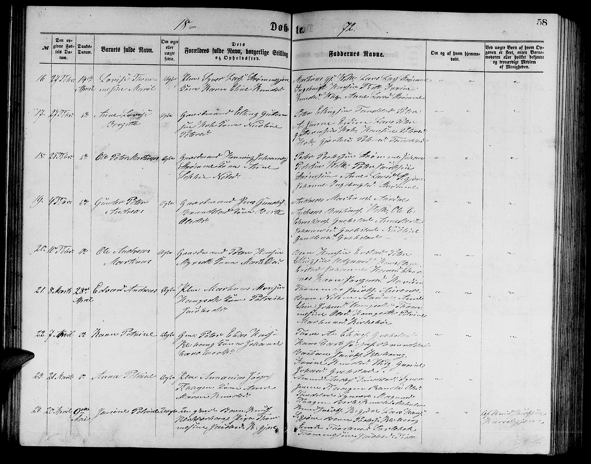 Ministerialprotokoller, klokkerbøker og fødselsregistre - Møre og Romsdal, AV/SAT-A-1454/523/L0338: Parish register (copy) no. 523C01, 1865-1877, p. 58