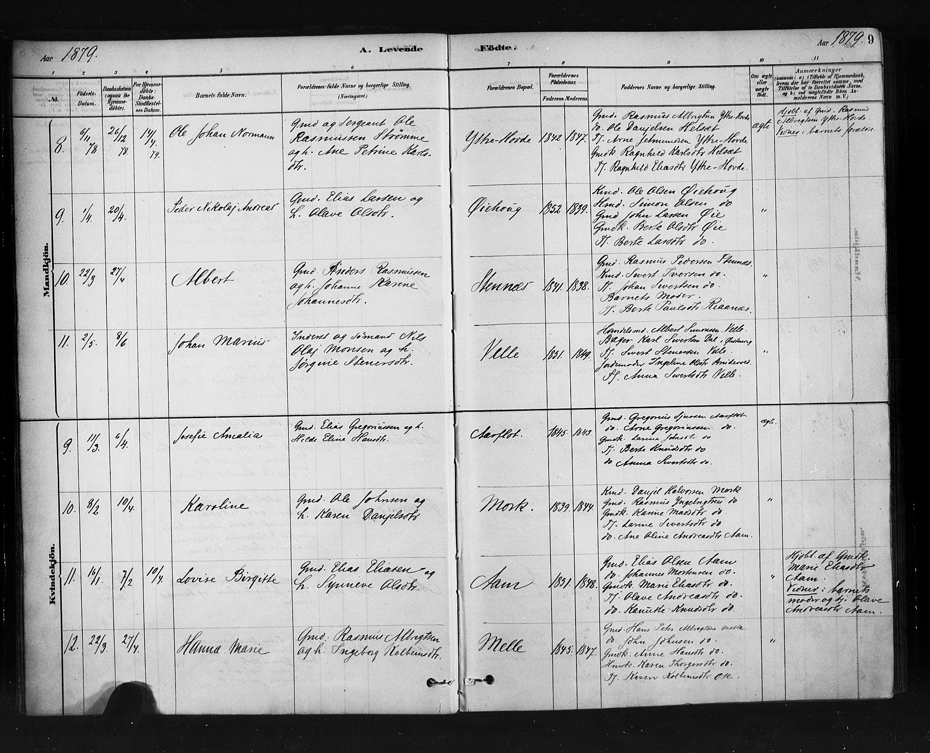 Ministerialprotokoller, klokkerbøker og fødselsregistre - Møre og Romsdal, AV/SAT-A-1454/513/L0176: Parish register (official) no. 513A03, 1877-1889, p. 9